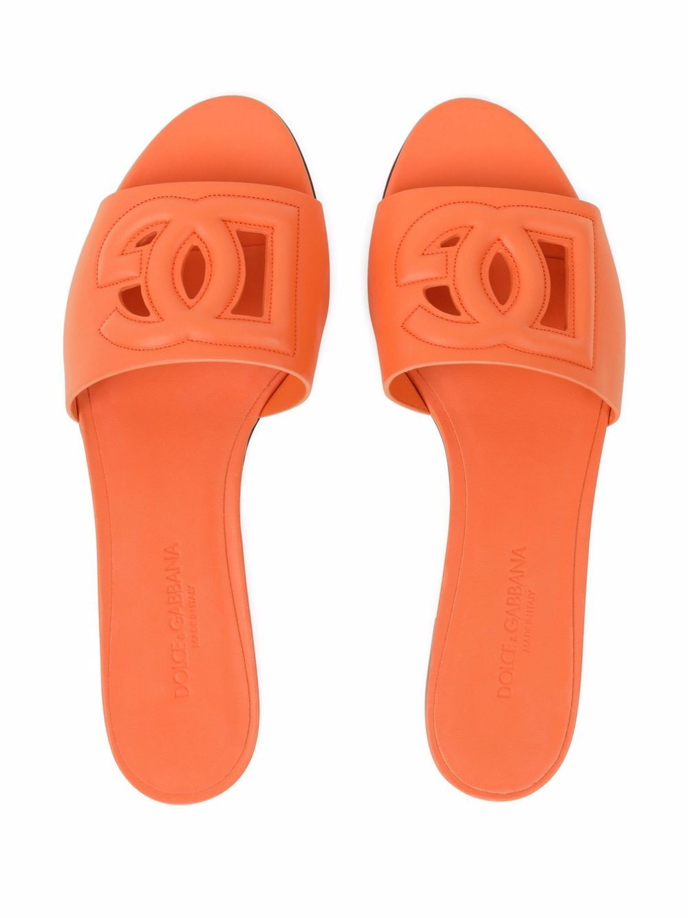 Dolce & Gabbana Women Dg Logo Leather Flat Sandals - 2