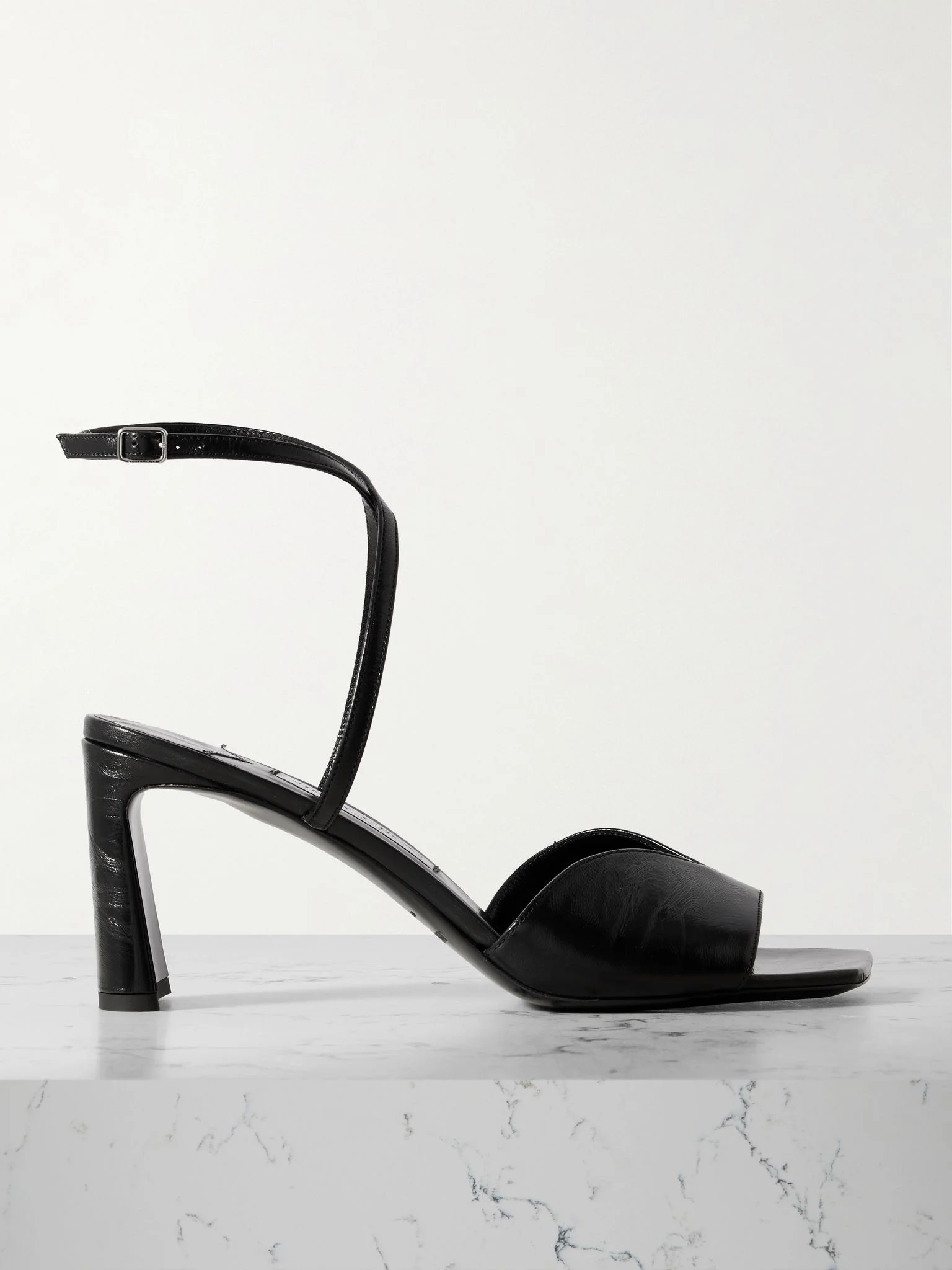 Karli 75 textured-leather sandals Black - 1