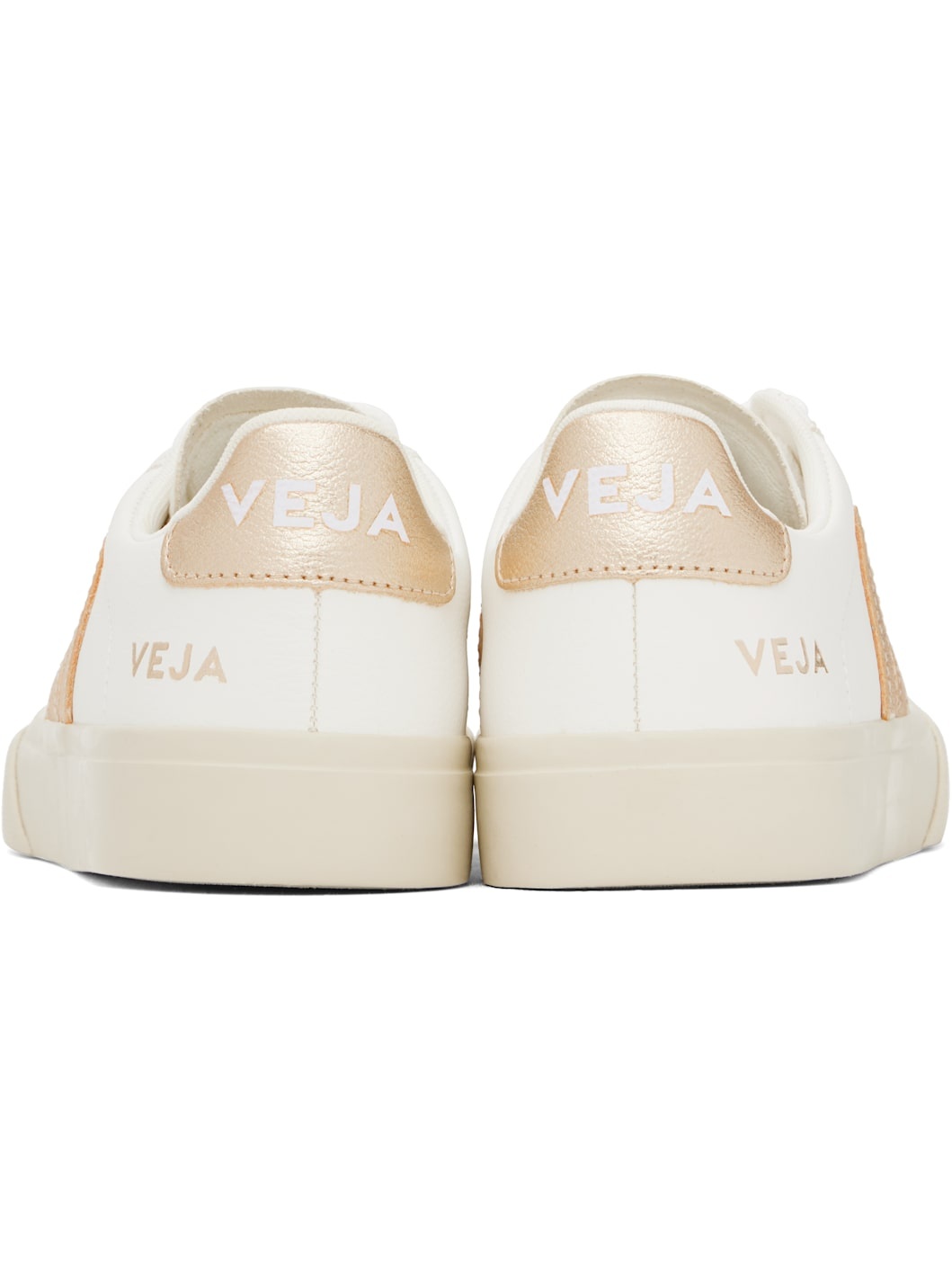 White & Gold Campo Leather Sneakers - 2