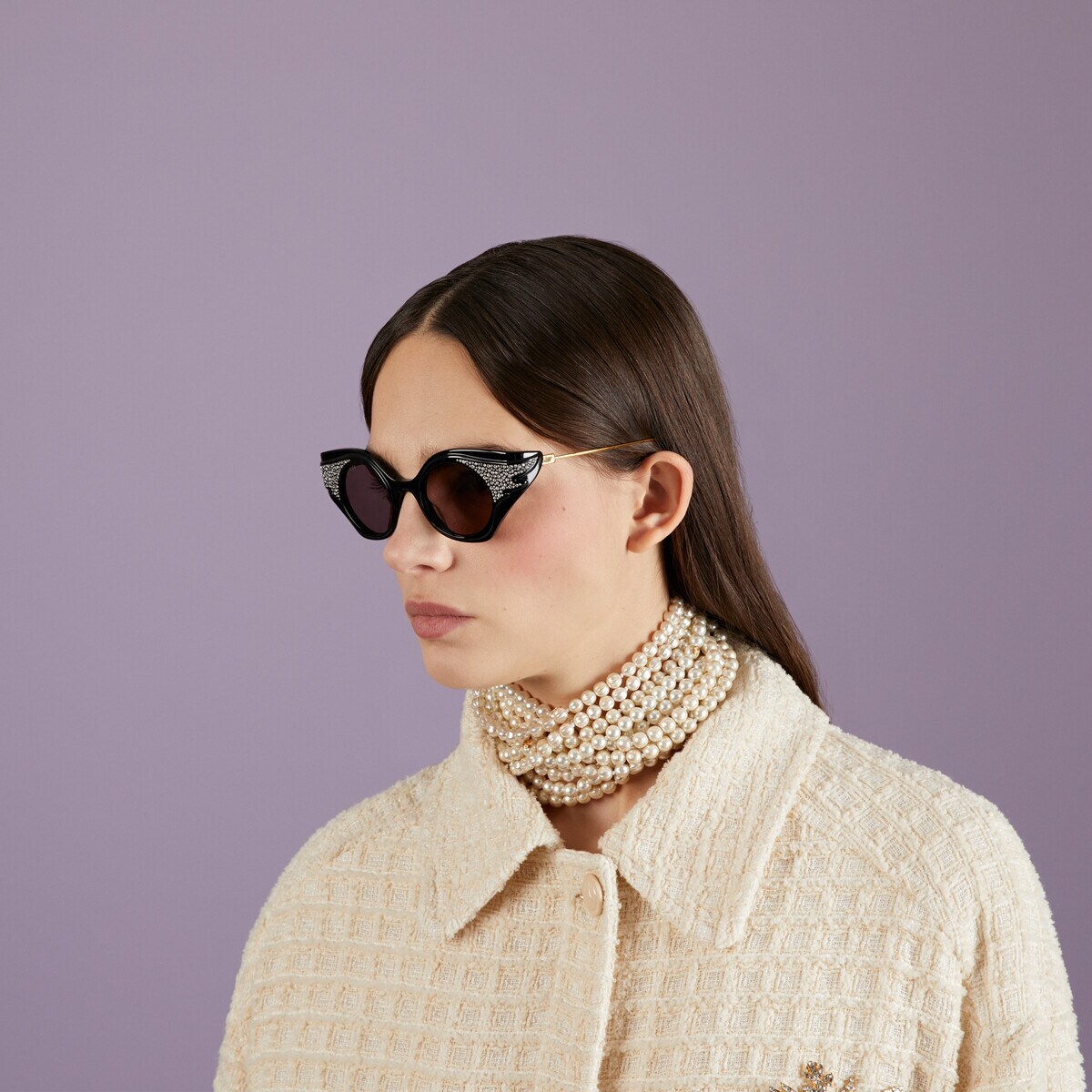Cat-eye sunglasses with crystals - 4