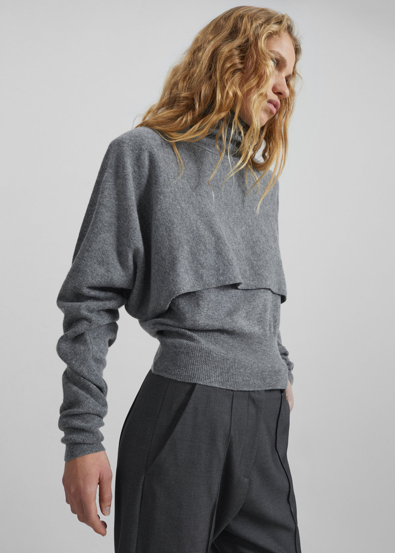 Lausanne Cashmere Detachable Layered Knit Set - Grey 7