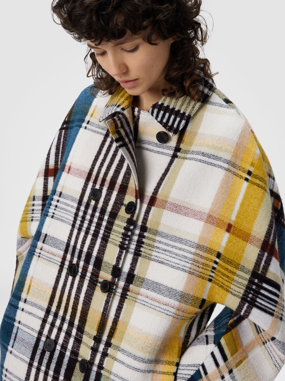 Double-breasted caban with check pattern - 4