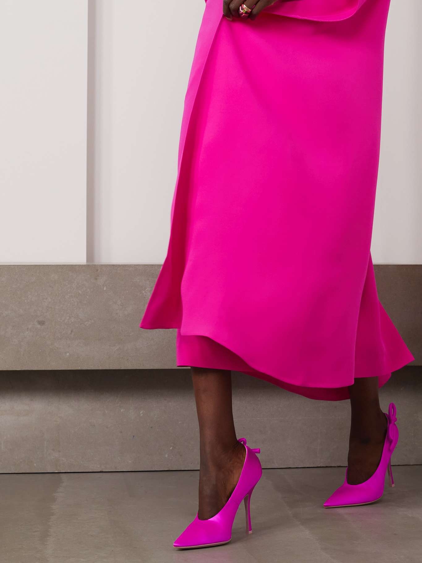 Valentino Nite-Out 110 bow-detailed cutout satin pumps