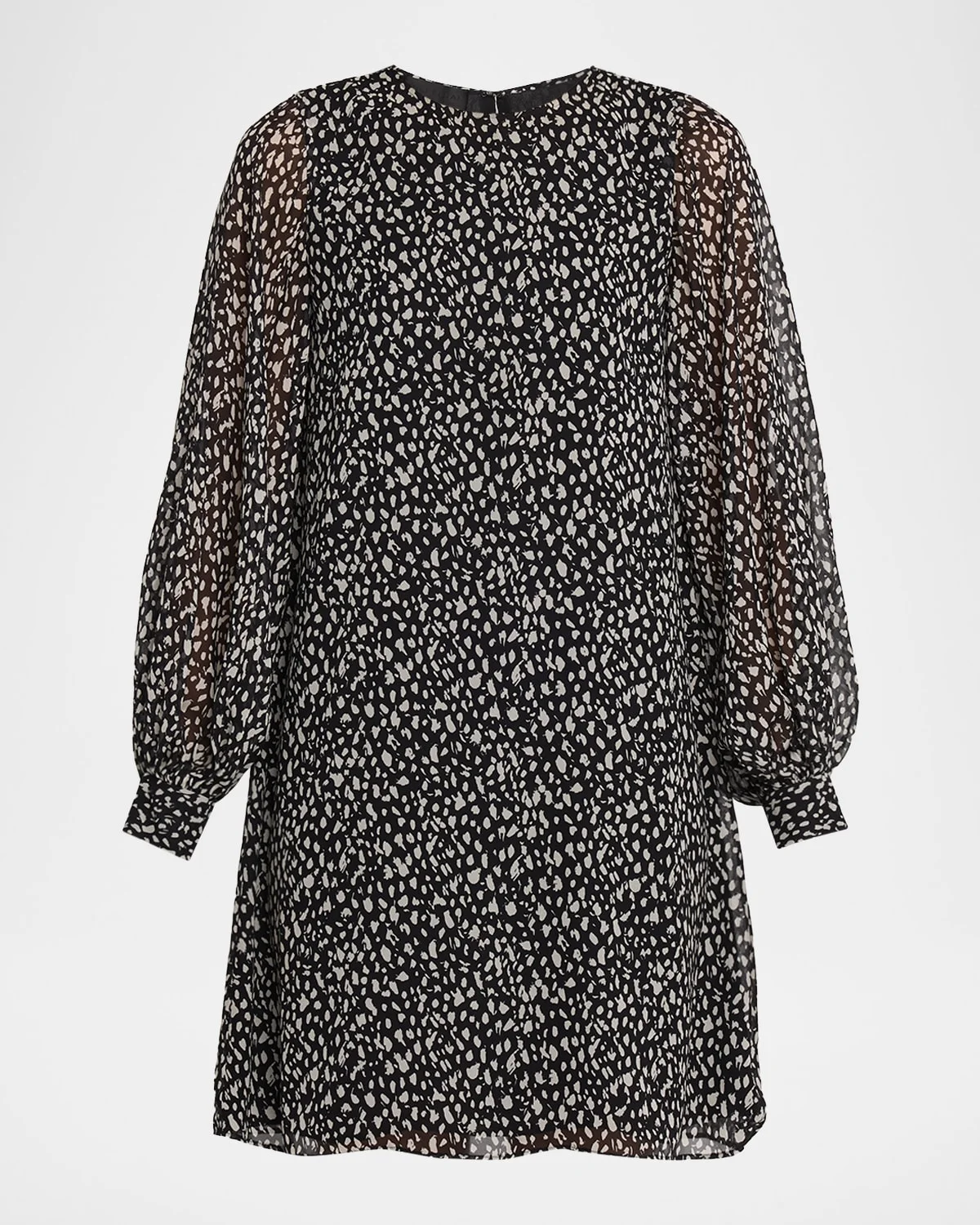 Long-Sleeve Silk Chiffon Mini Prairie Dress - 1