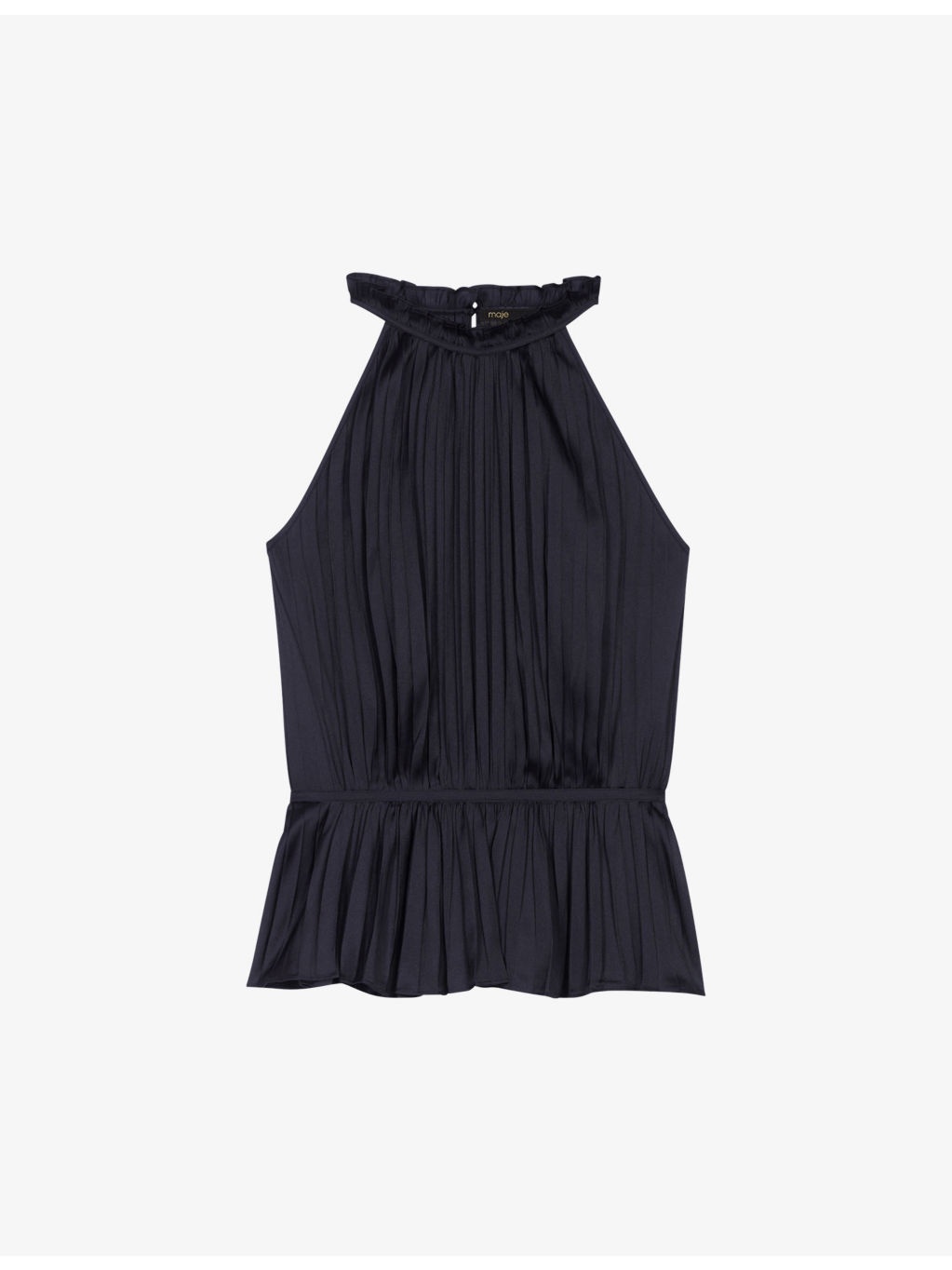 Leville halter-neck pleated satin top - 1