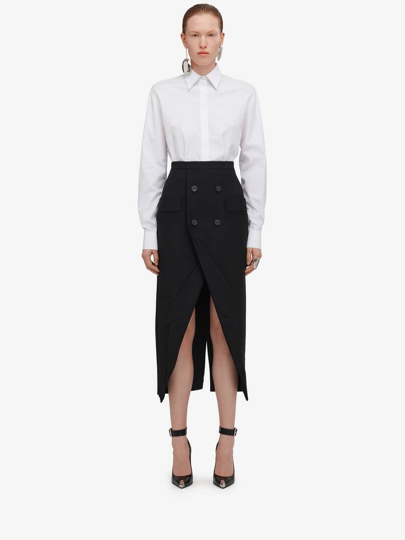 Women's Upside-down Slashed Skirt in Black - 2