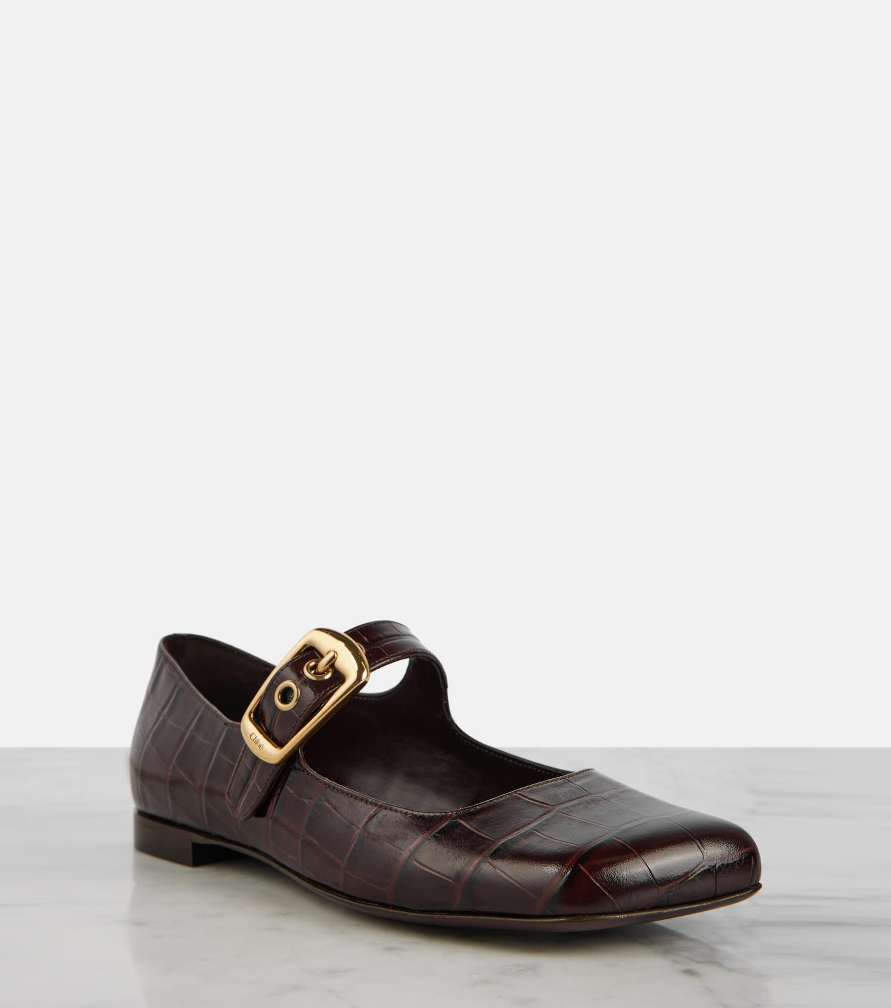 Polly croc-effect leather Mary Jane flats - 5