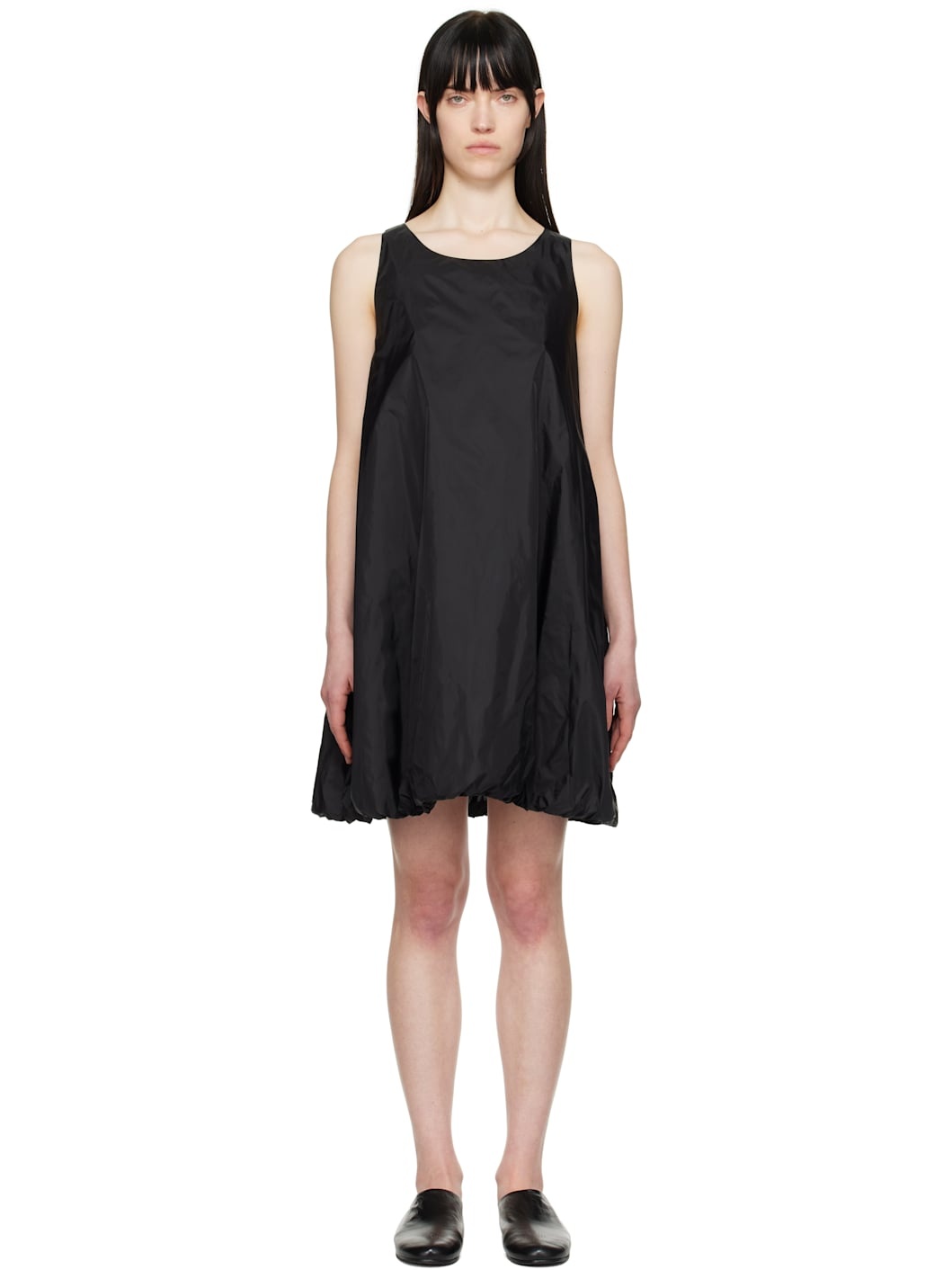 Black Nylon Volume Minidress - 1
