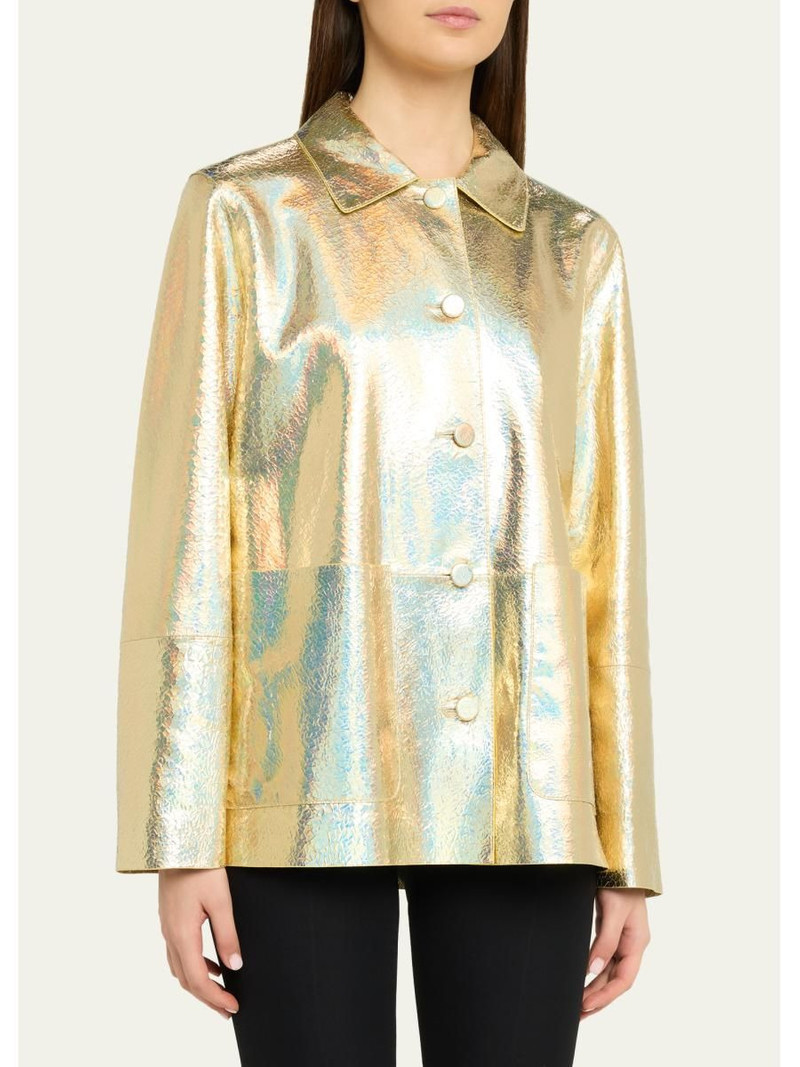 Iridescent Foiled Suede Shirt Jacket 4