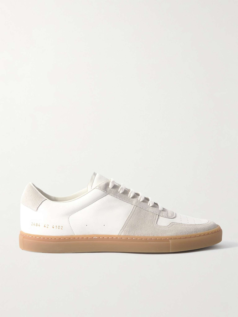 BBall Suede-Trimmed Leather Sneakers - 1