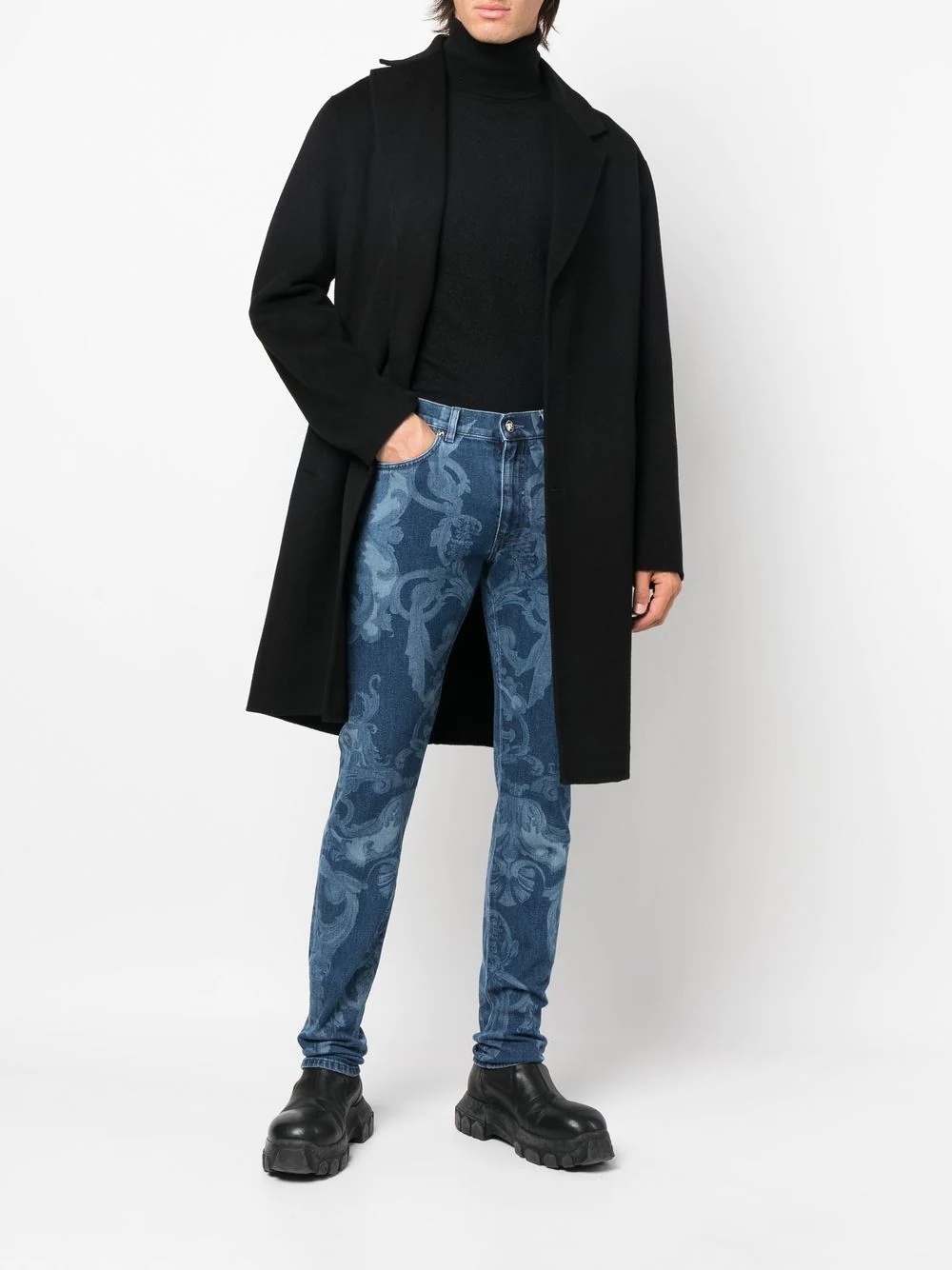 Baroque-print skinny jeans - 2