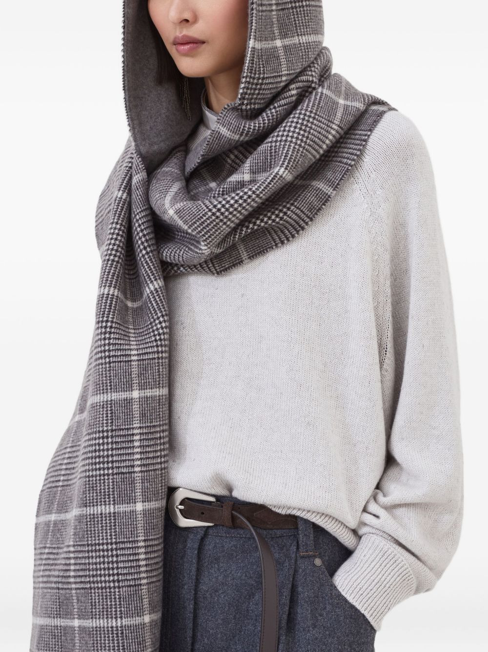 checked cashmere scarf - 5