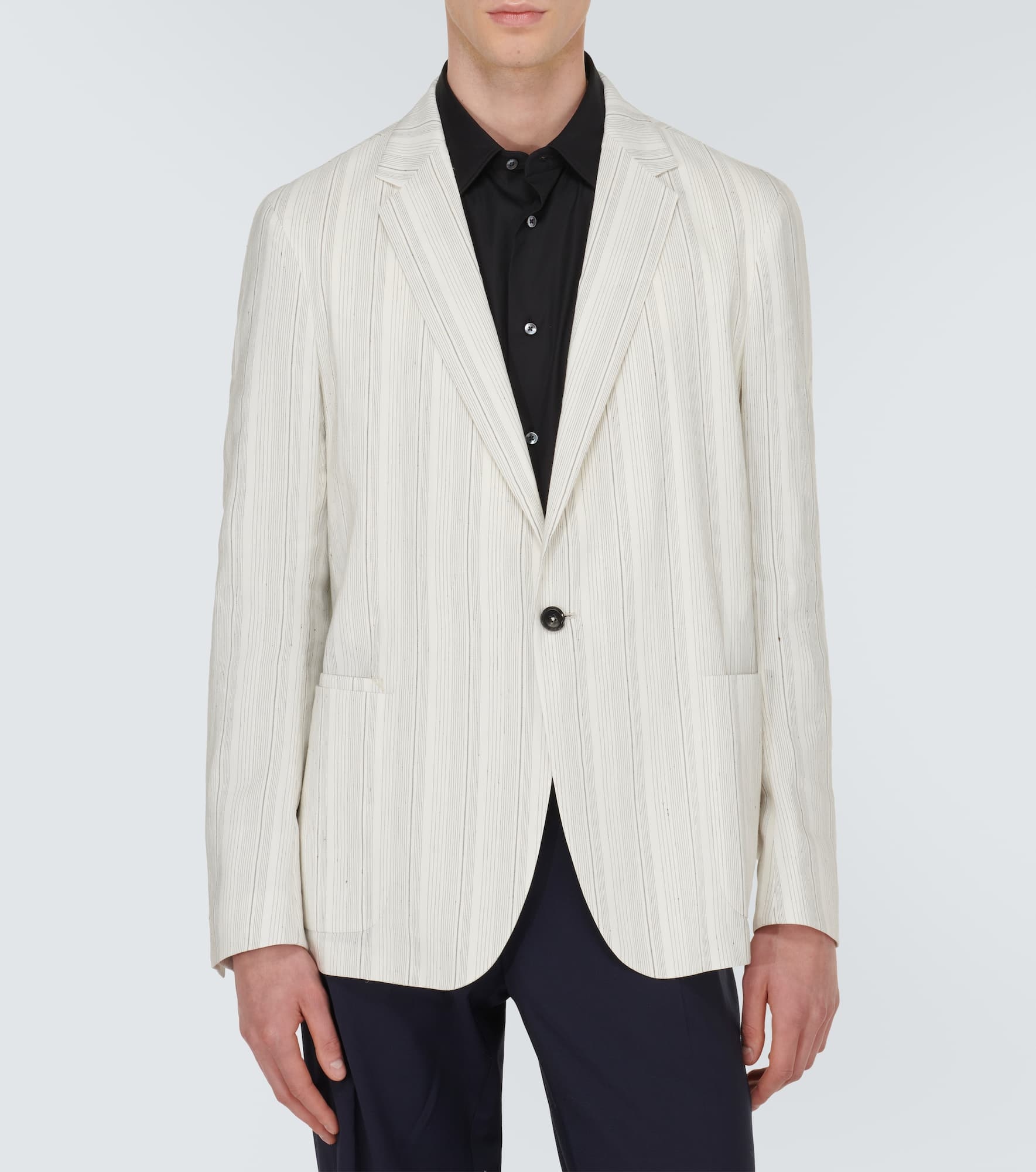 Chalk stripe linen and silk jacket - 3