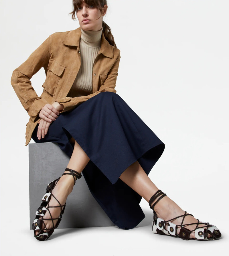 Tod's GOMMINO SANDALS IN LEATHER - WHITE, BROWN outlook