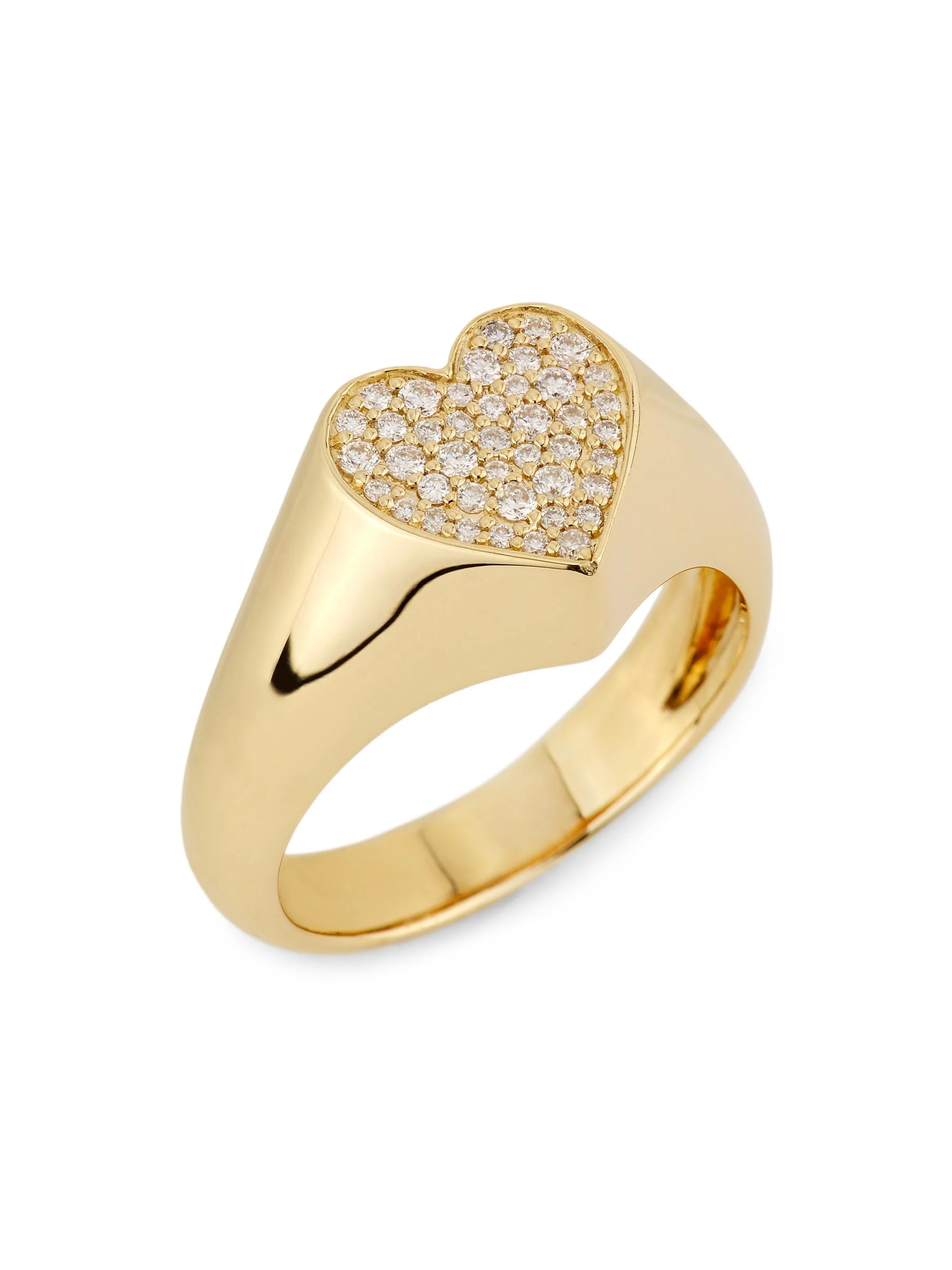 Women's Love Notes 14K Yellow Gold & 0.18 TCW Diamond Heart Signet Ring - Yellow Gold - 1