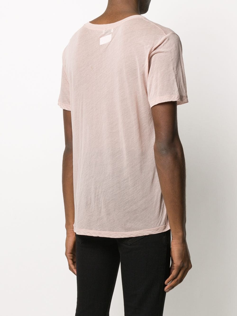 sheer u-neck T-shirt - 4