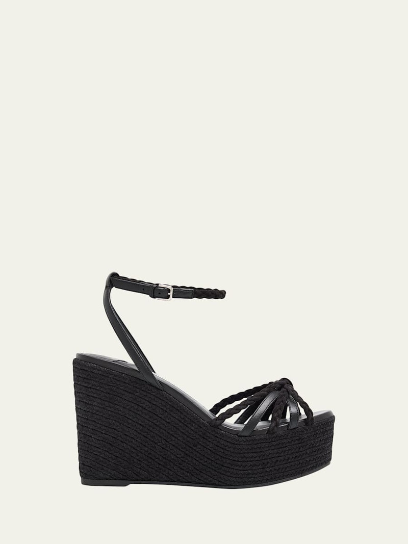 100mm Dree Leather Espadrille Wedge Sandals 1