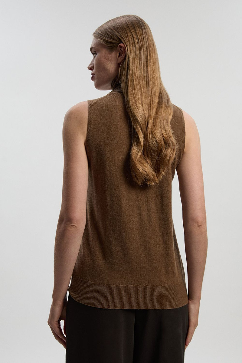 Wool Blend Sleeveless Roll Neck Knit Top 4