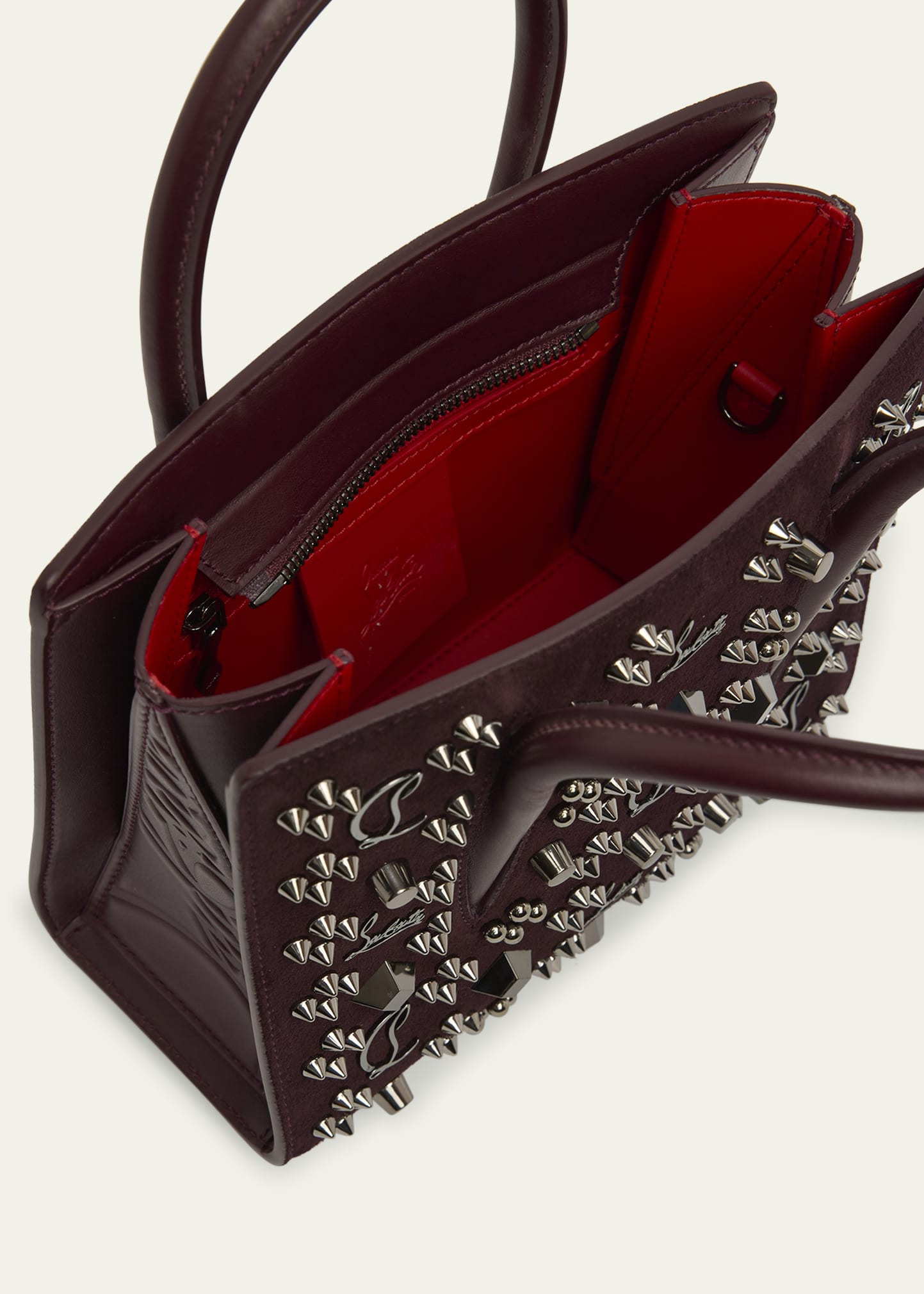 Paloma Mini Top-Handle Bag in Loubinthesky Suede - 3