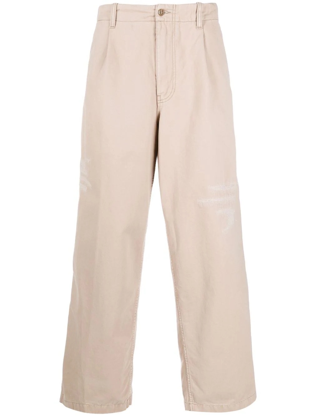 pressed-crease cotton straight-leg trousers - 1