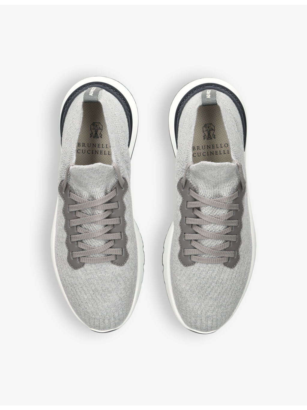 Brand-embossed knitted fabric low-top trainers - 2