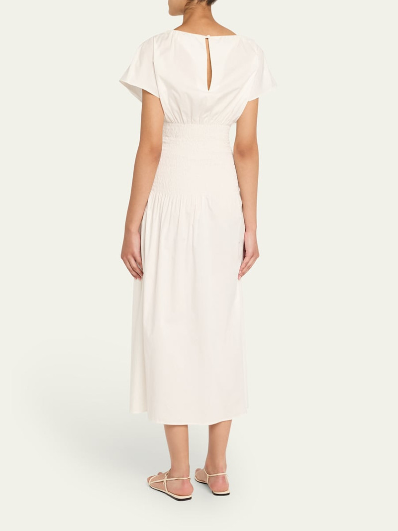 ANNA QUAN Ava Short-Sleeve Smocked Midi Dress outlook