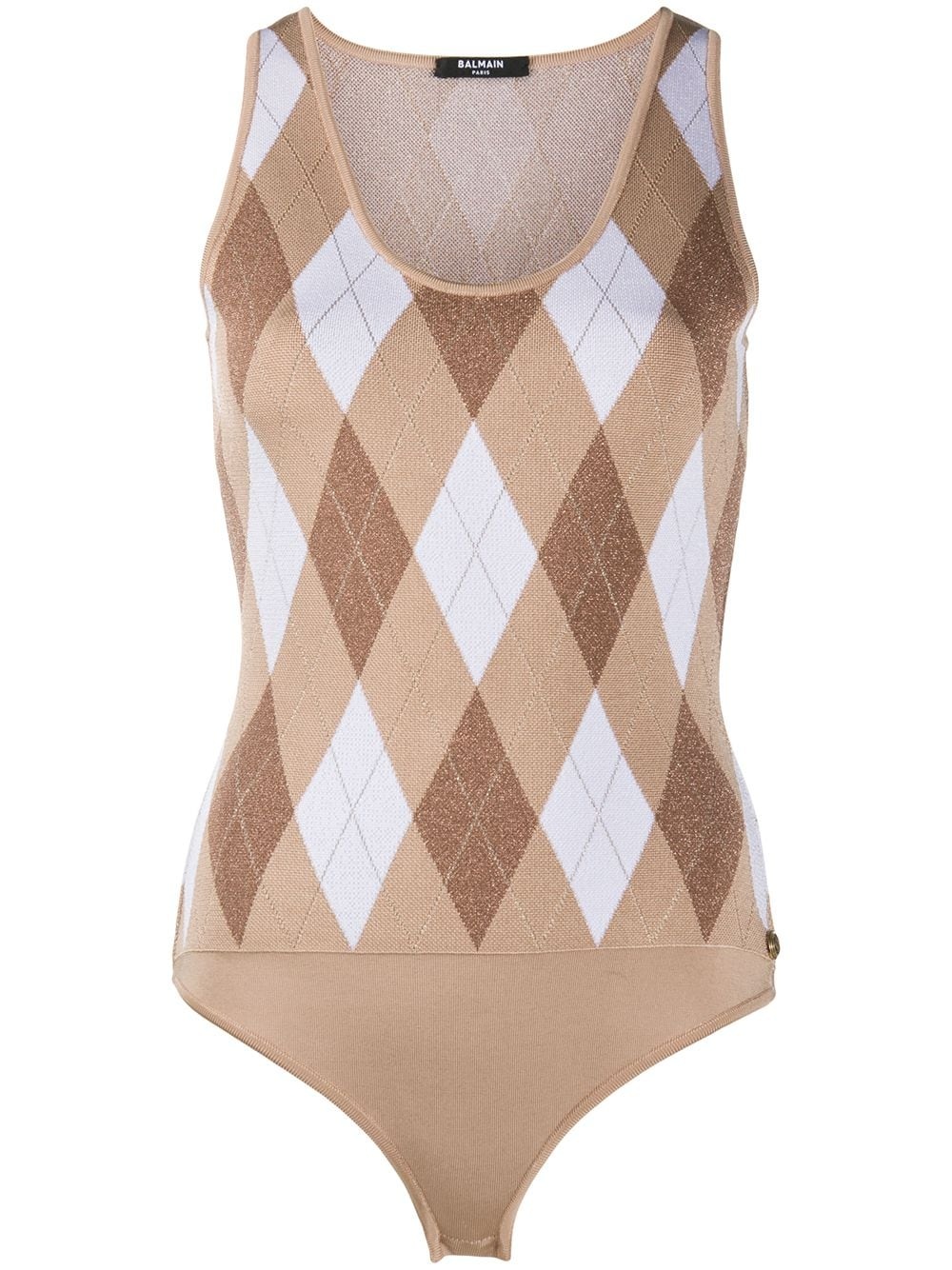 argyle check knitted bodysuit - 1