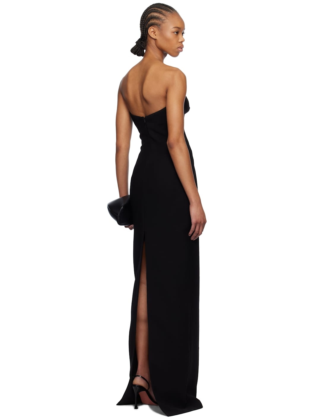 Black Bustier Crêpe Maxi Dress - 3