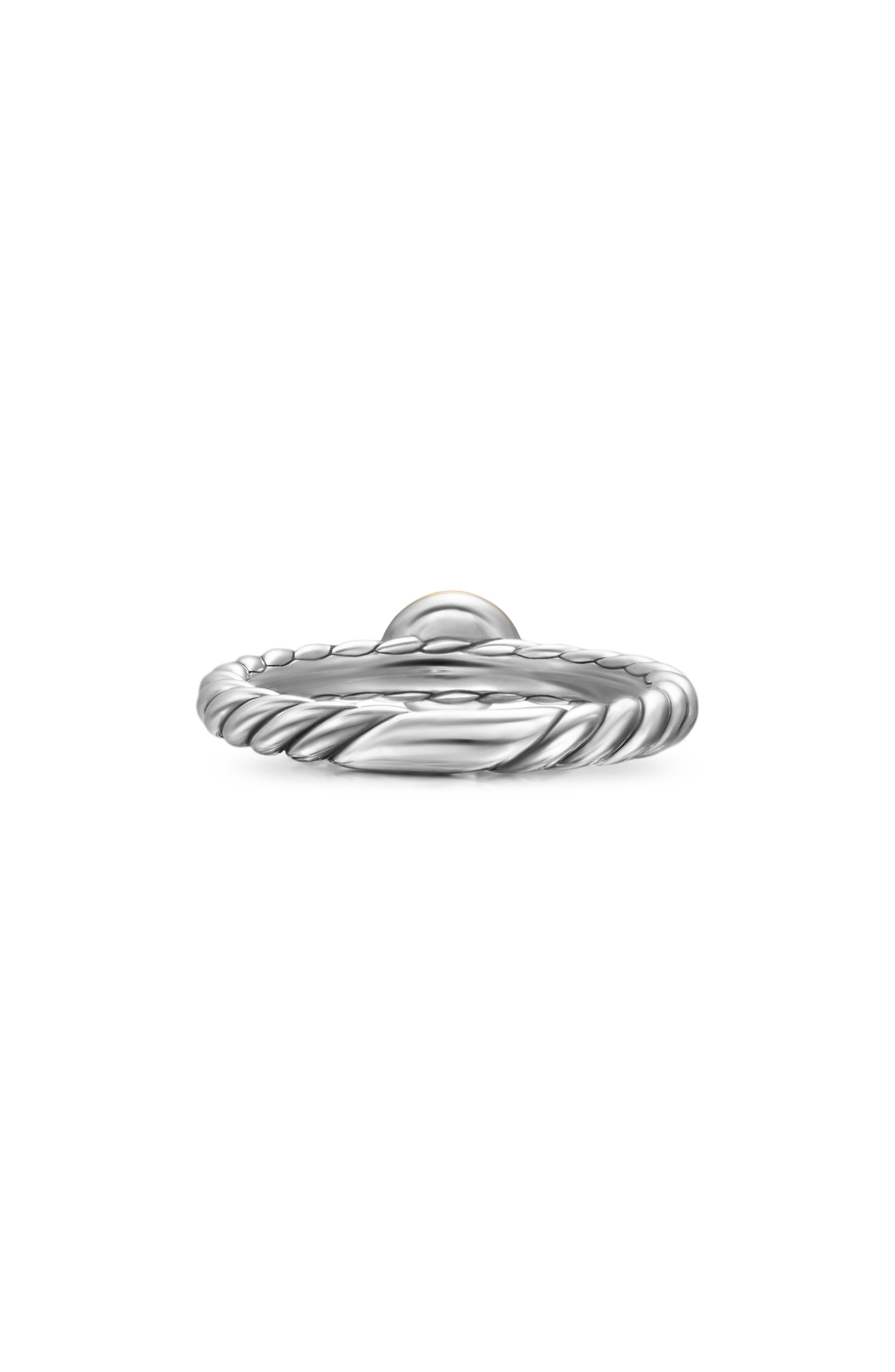David Yurman Petite Cable Ring in Sterling Silver with 14K Yellow Gold in Sterling Silver/Gold/Garne - 6