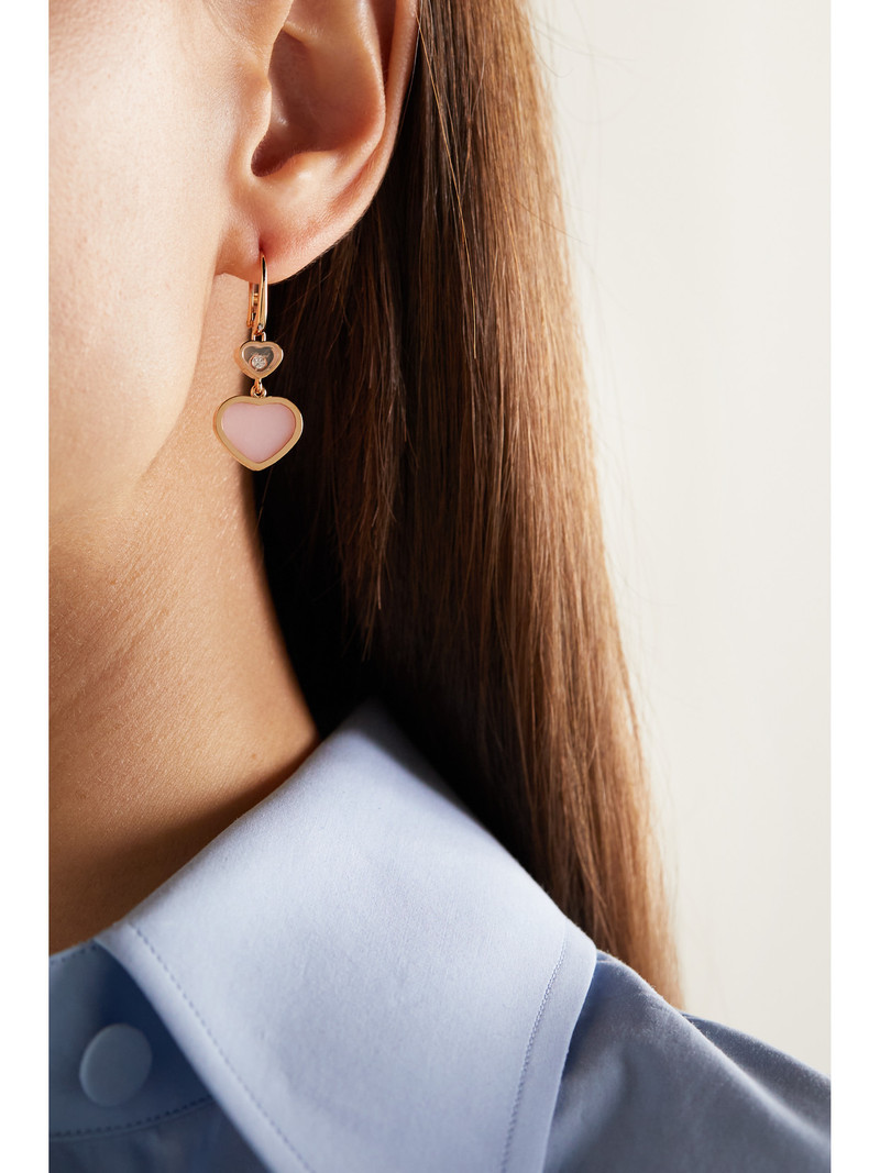 Chopard Happy Hearts 18-karat Rose Gold, Opal And Diamond Earrings outlook