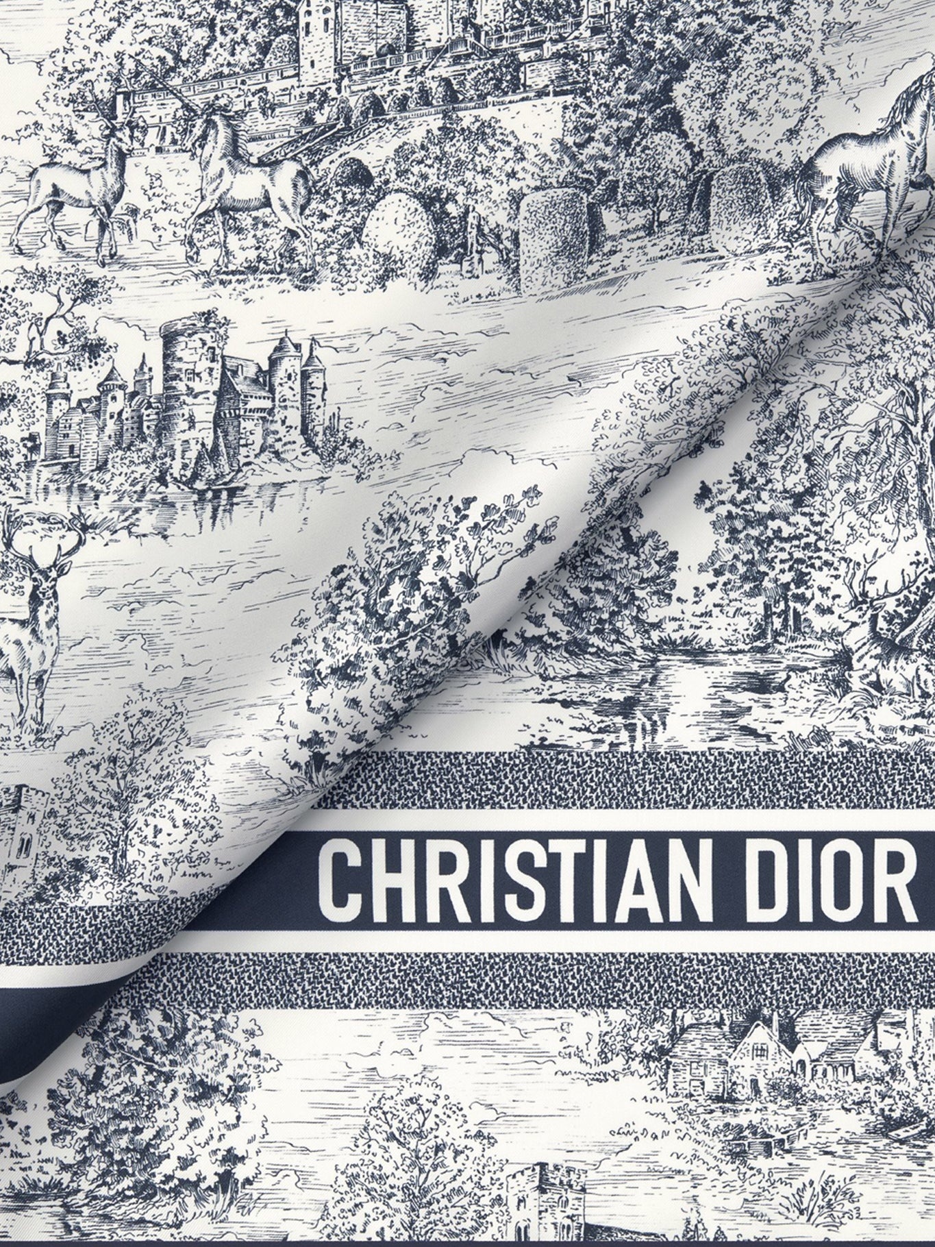 【日本未入荷！】Sjaal met Toile de Jouy Scotland-motief Dior Toile De Jouy Scotland 90 Square Scarf in Gray | Lyst