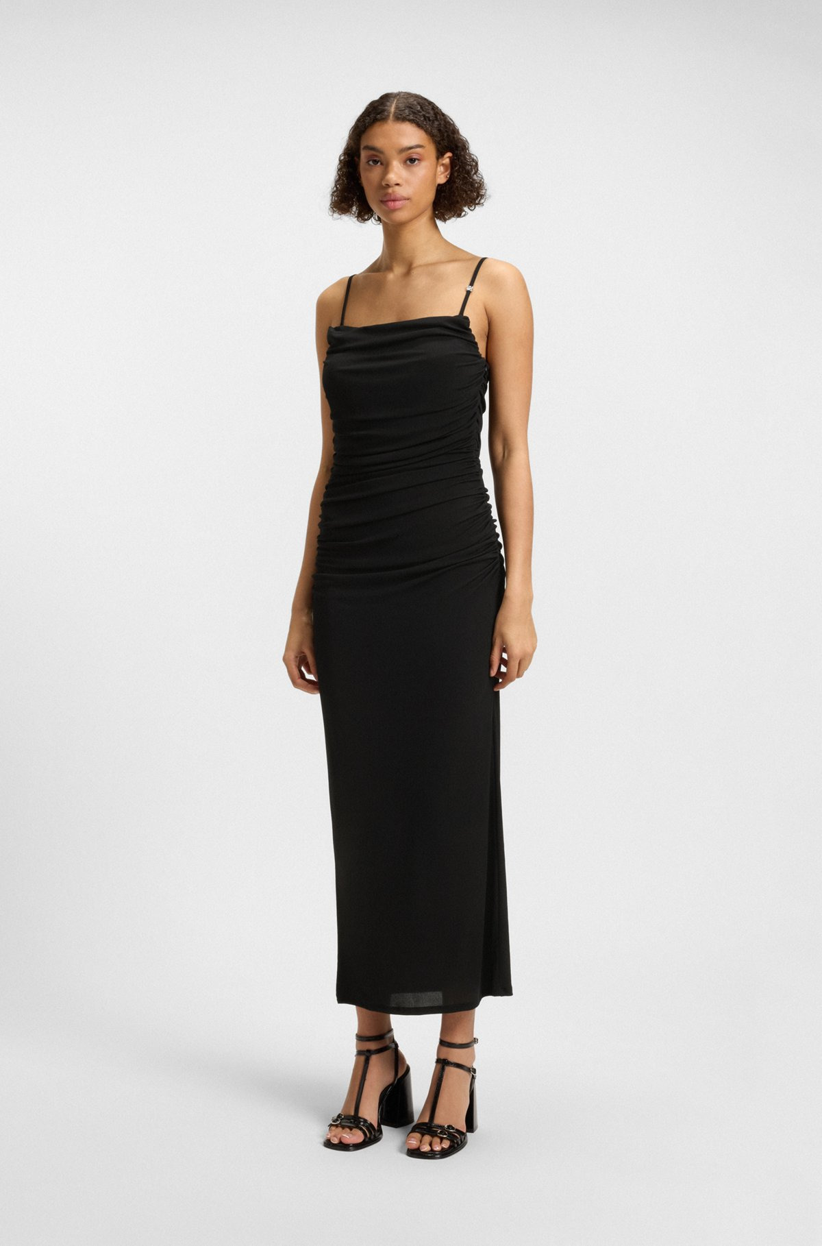CORSET-BODICE DRESS WITH GATHERED MESH OVERLAY - 2