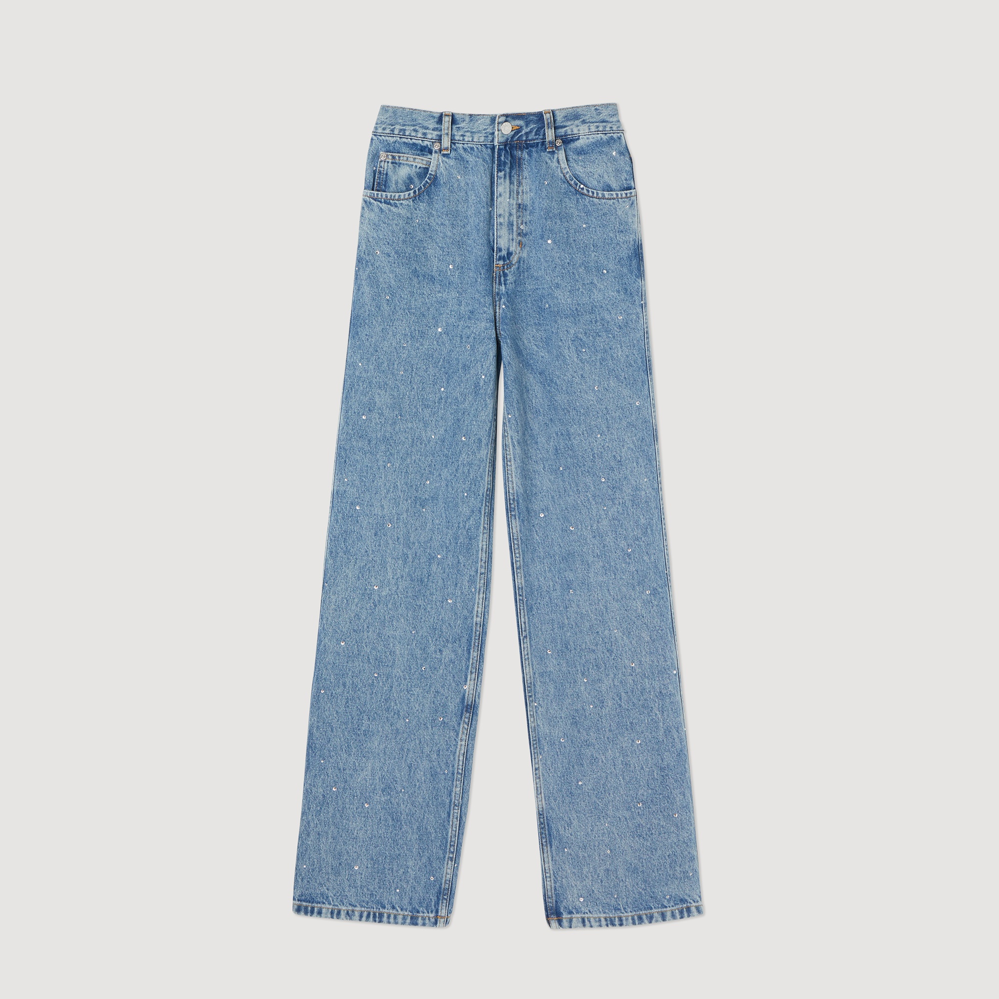 Straight-leg jeans with rhinestones - 1