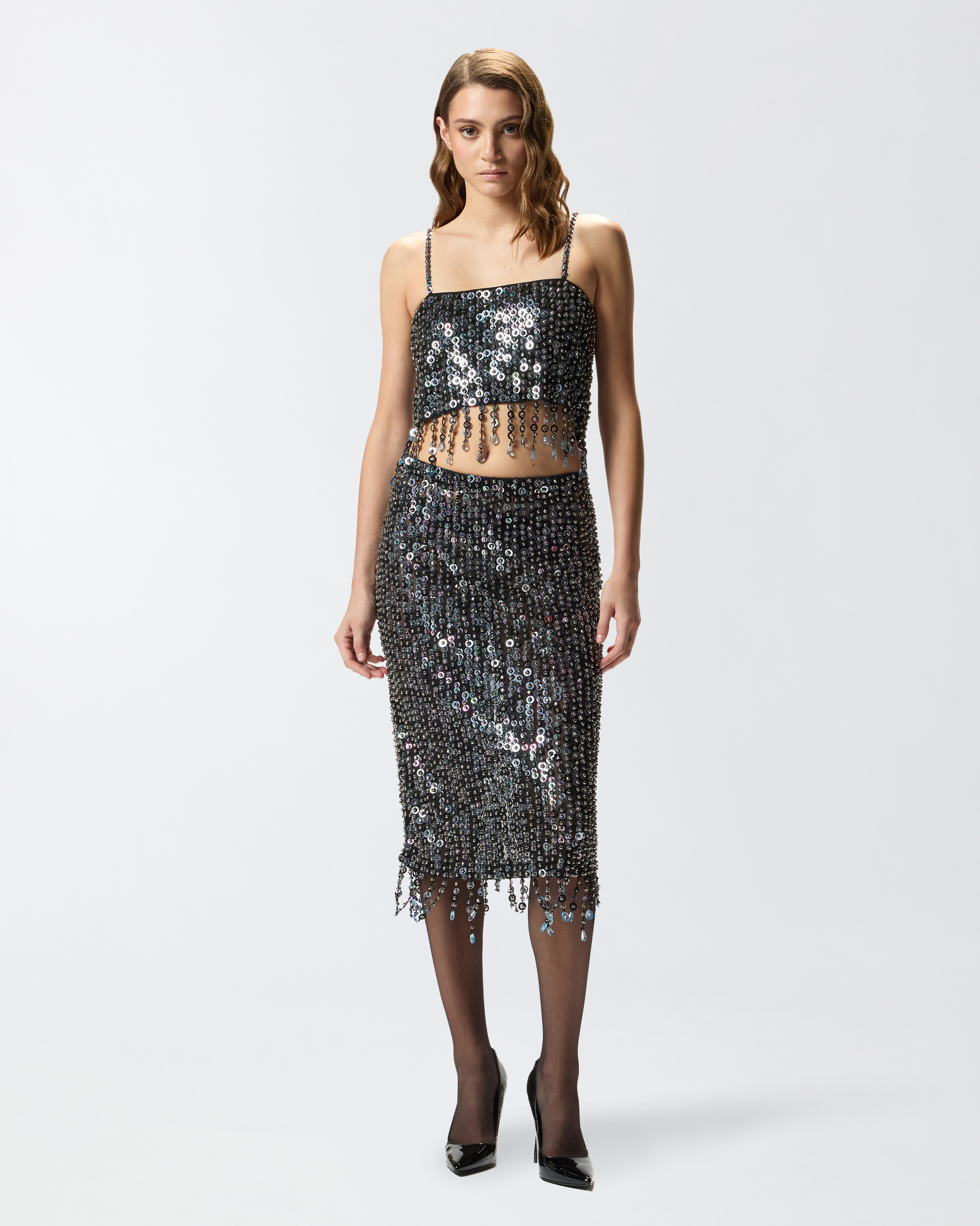 PENCIL SKIRT WITH SEQUINS AND CRYSTALS - 2