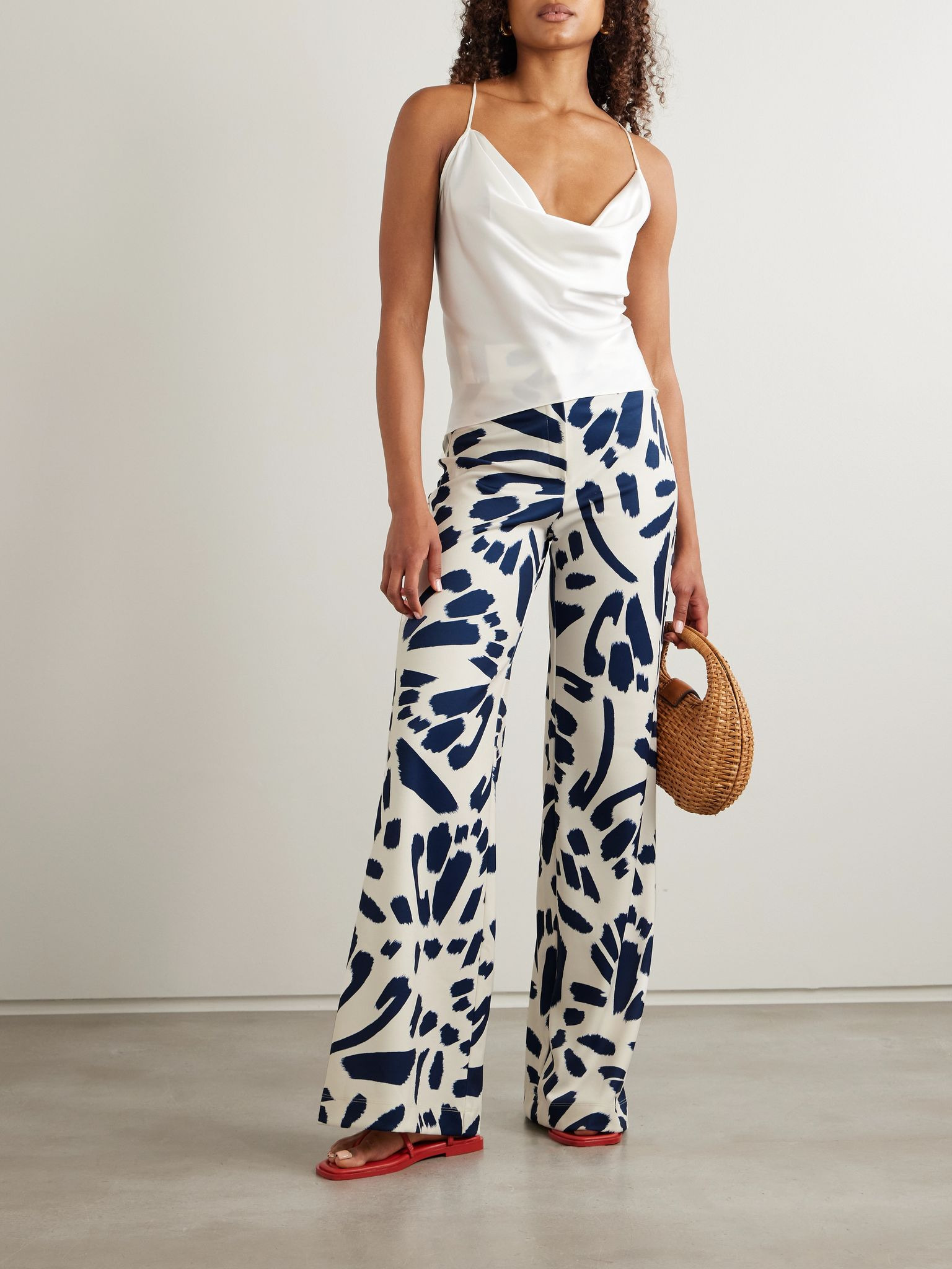 Espejismo printed stretch-scuba wide-leg pants Ivory - 2