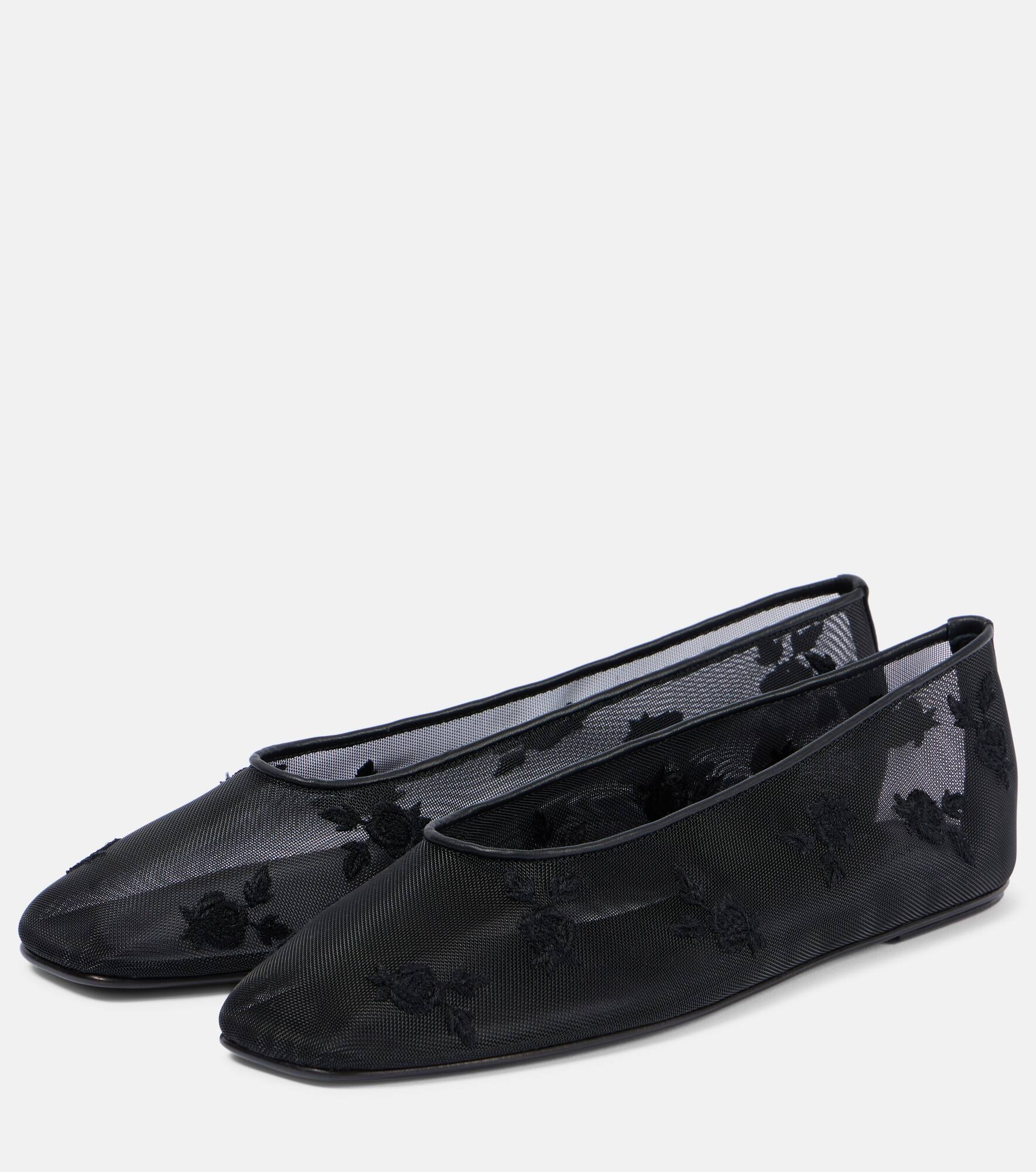 Embroidered mesh ballet flats - 5