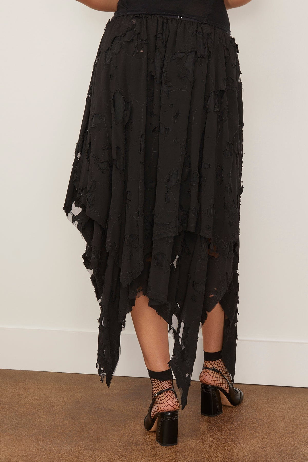 Midi Handkerchief Skirt in Black - 4