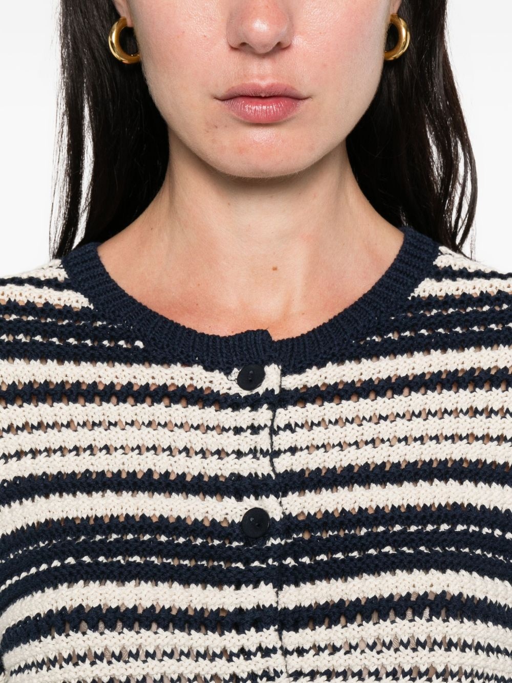 striped buttoned cardigan - 5