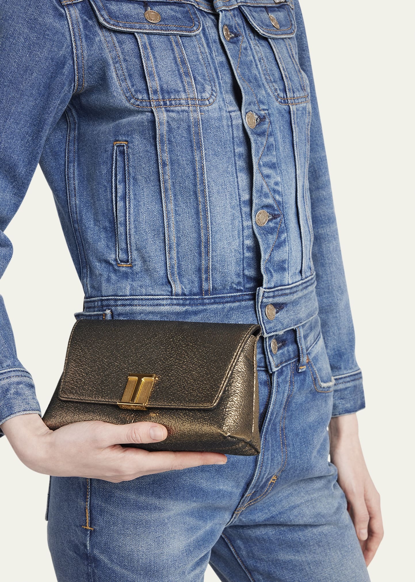 Nobile Mini Clutch Bag in Laminated Fabric - 2