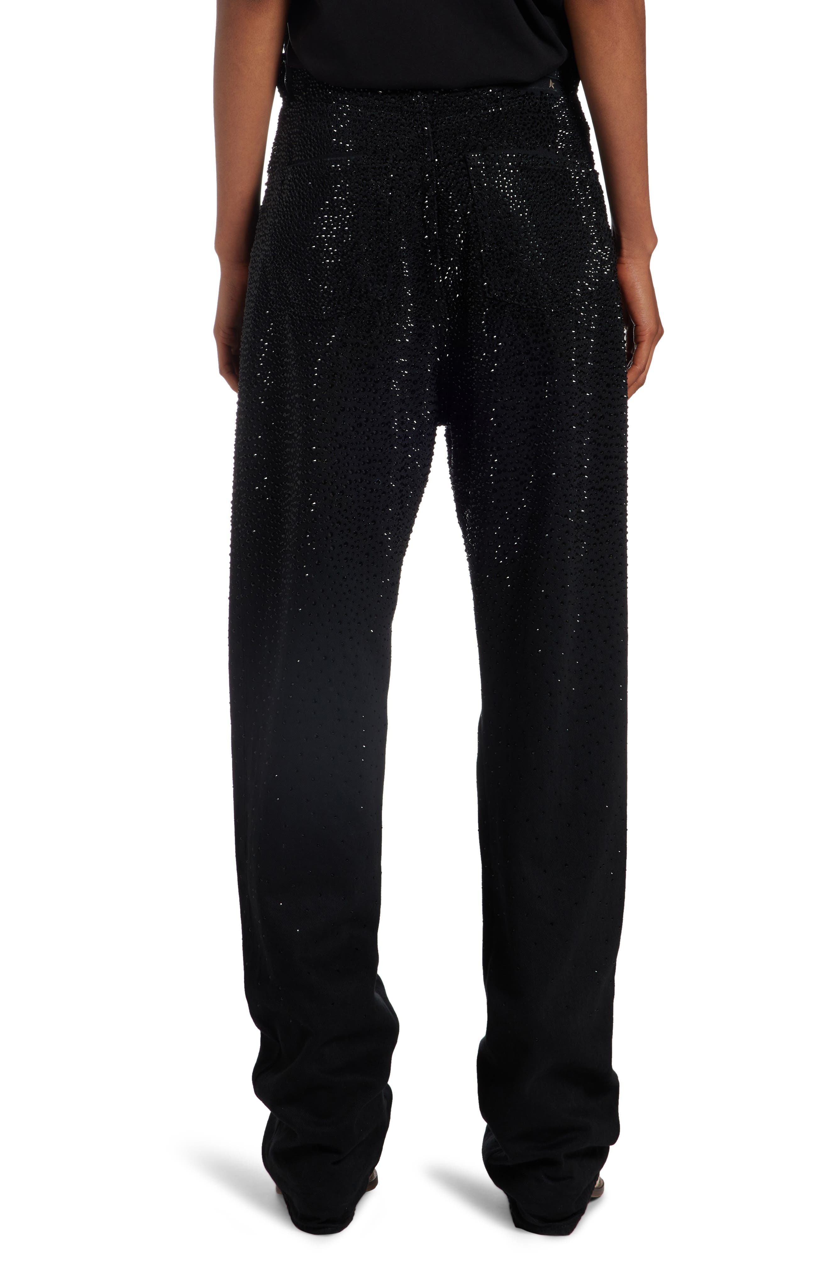 Crystal Embellished Ripped Straight Leg Jeans - 3