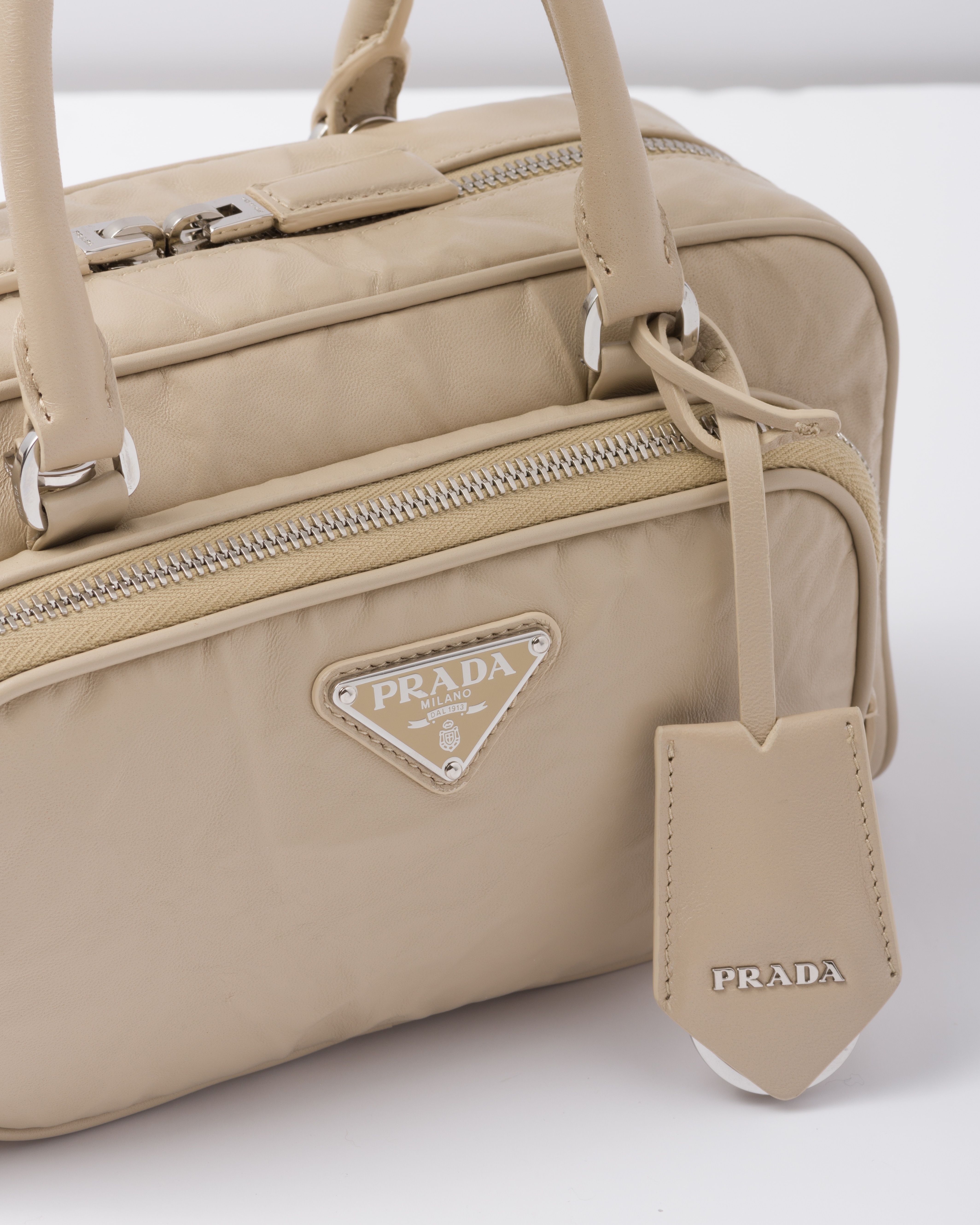 Shop Prada Antique Nappa Leather Multi Pocket Top Handle Bag