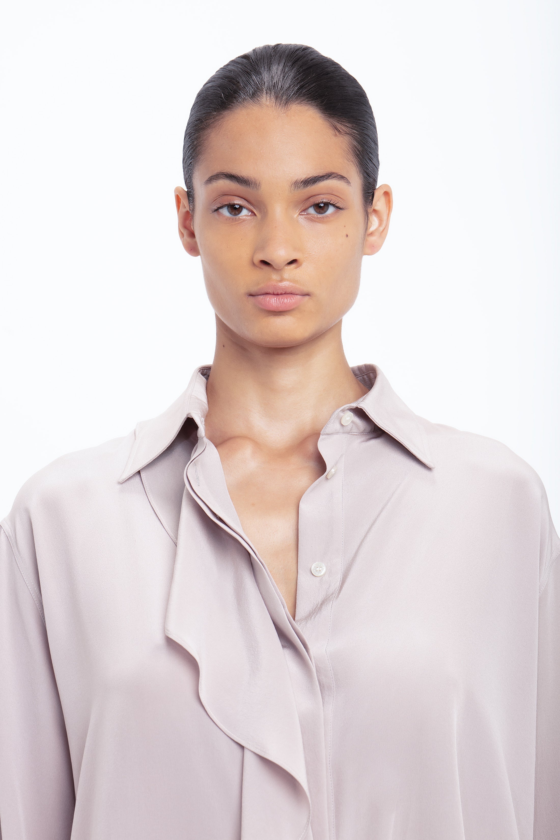 Asymmetric Ruffle Blouse In Heather - 5