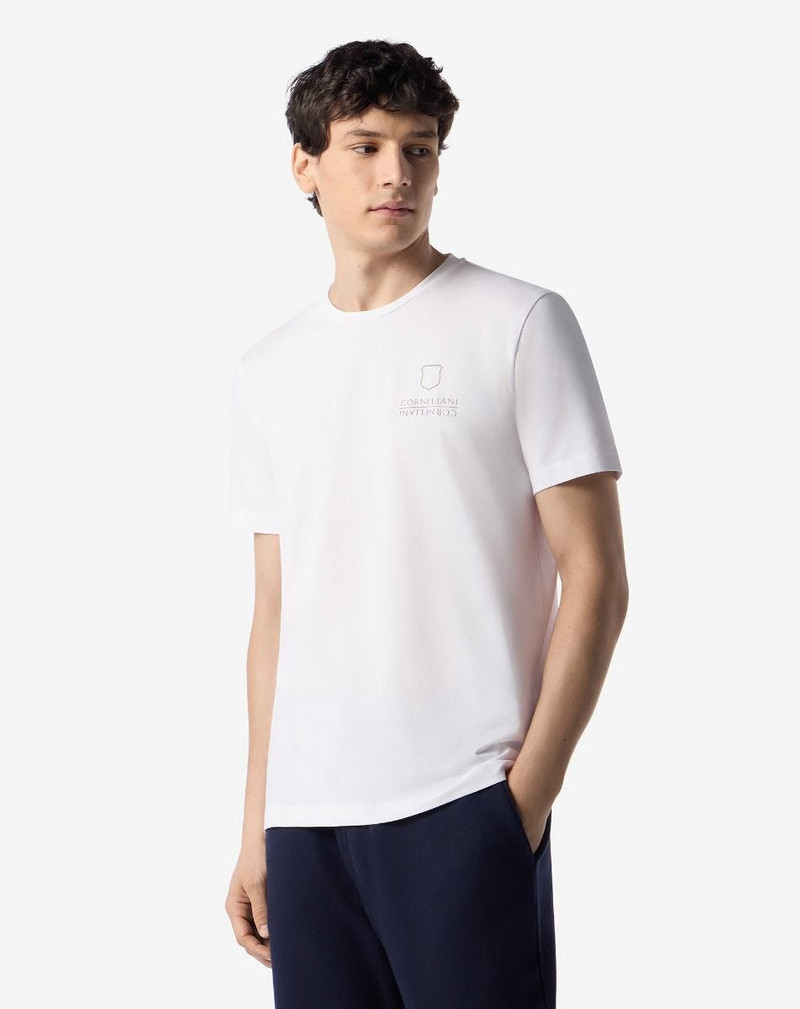 CORNELIANI White crew neck stretch jersey t-shirt outlook