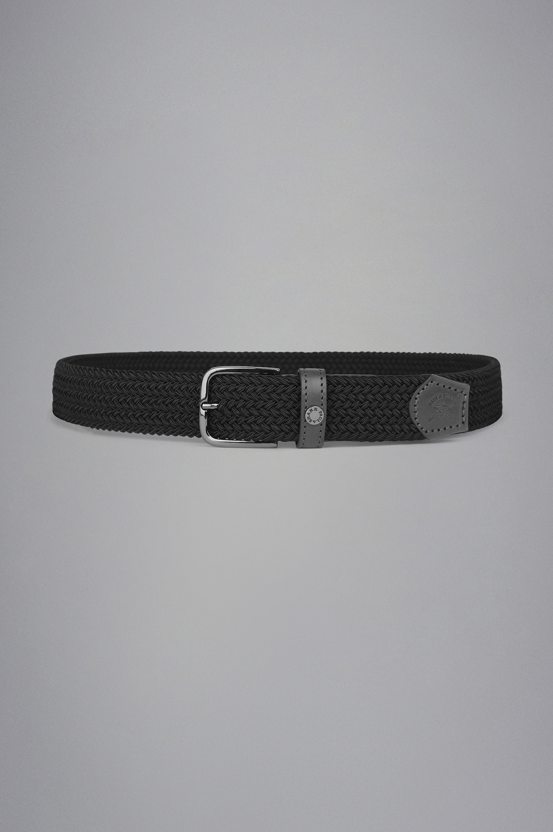 LEATHER TRIMMED WOVEN ELASTIC BELT - 1