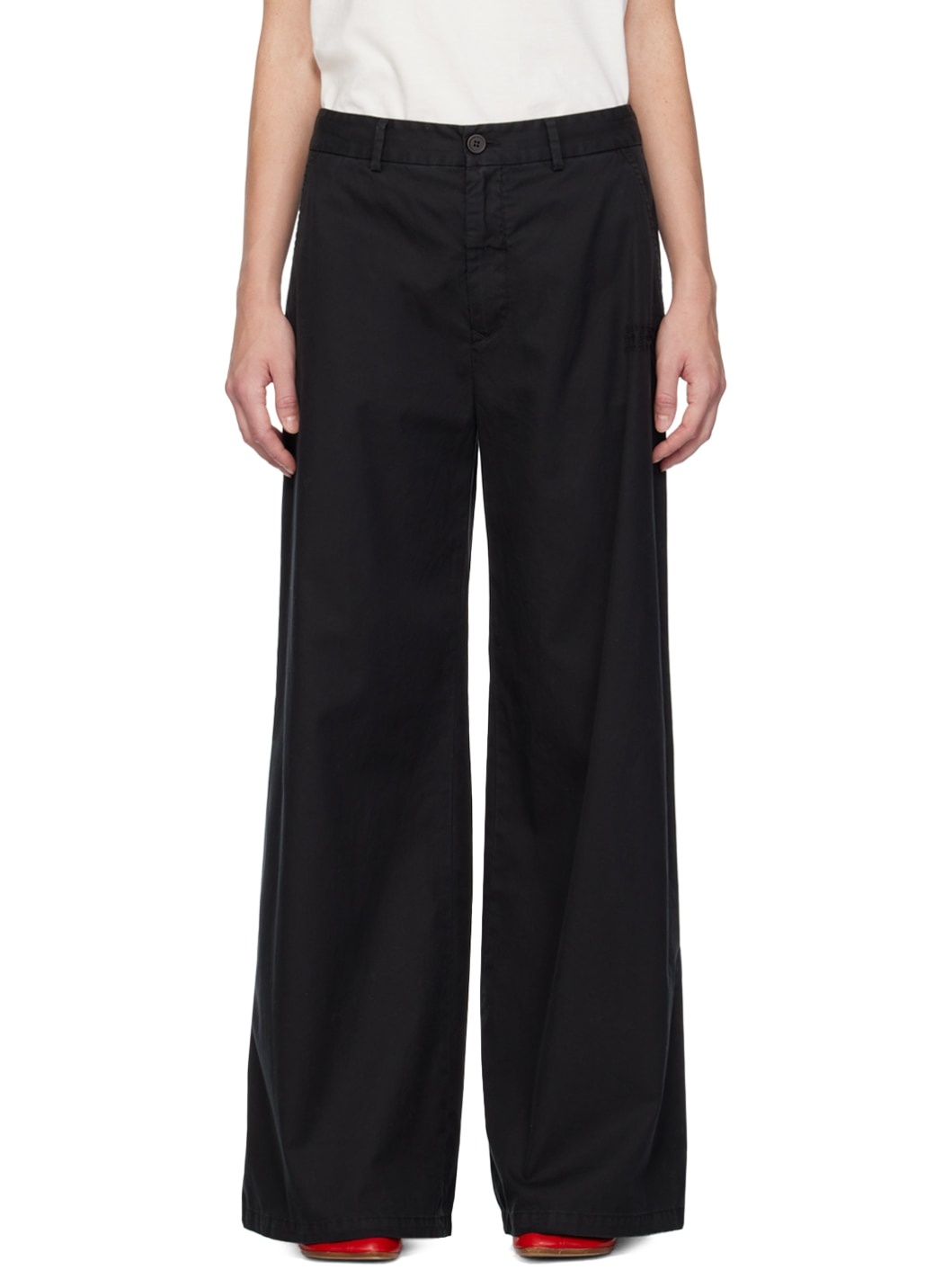 Black Embroidered Trousers - 1