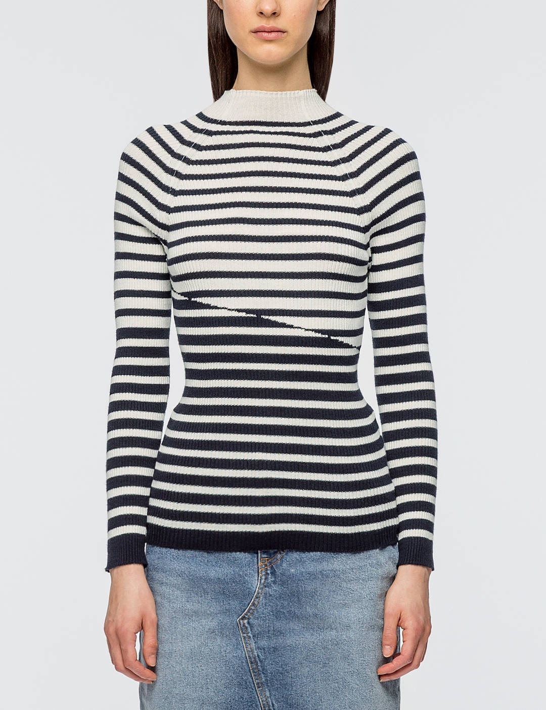 Striped Ribbed Pullover - 1