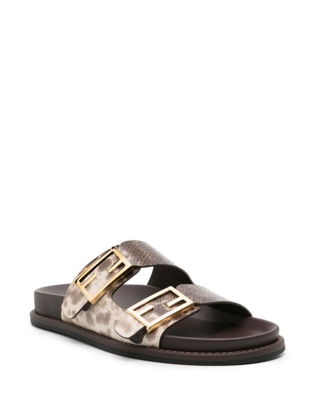 snakeskin-effect leather slides - 2