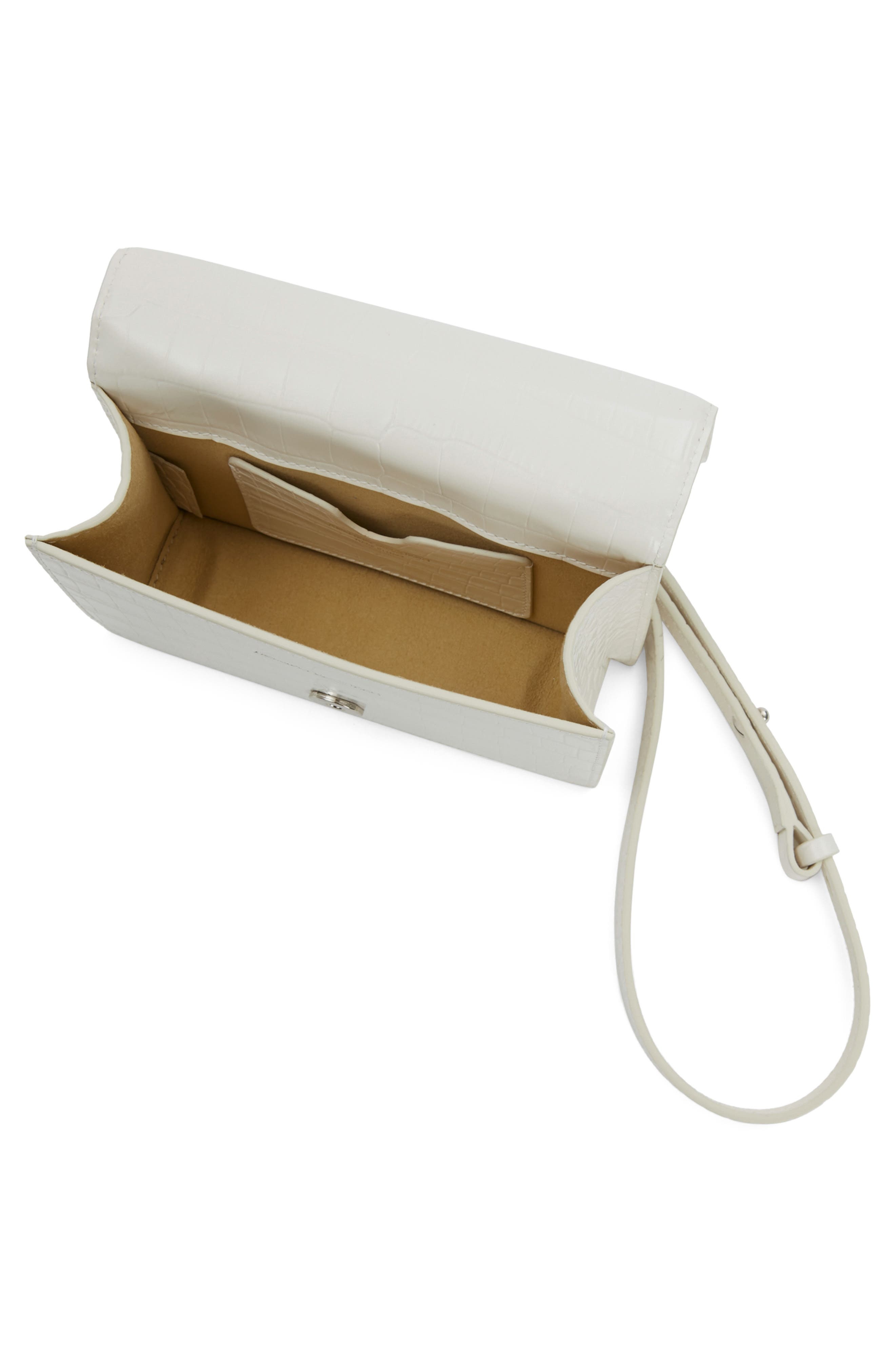 Alexander McQueen Mini Jeweled Croc Embossed Leather Satchel in 9210 Soft Ivory at Nordstrom - 3