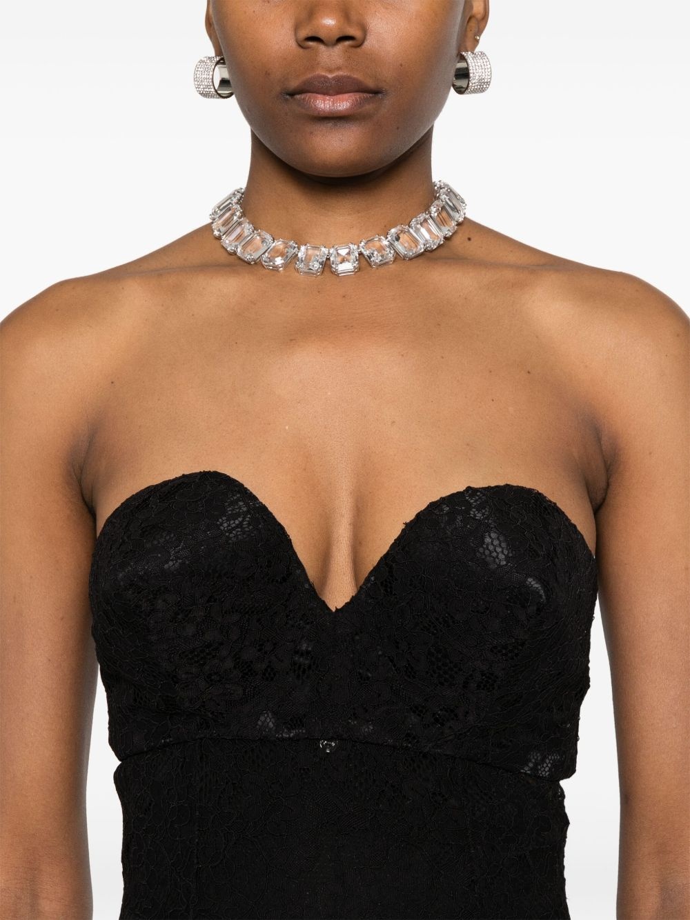 strapless lace dress - 5