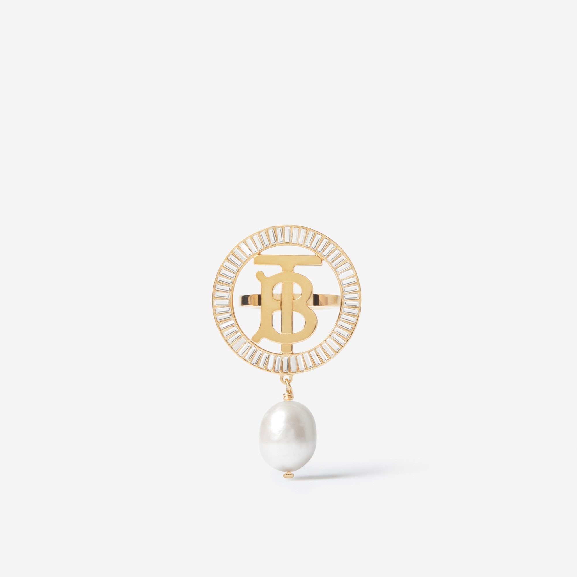 Pearl Detail Gold-plated Monogram Motif Ring - 1